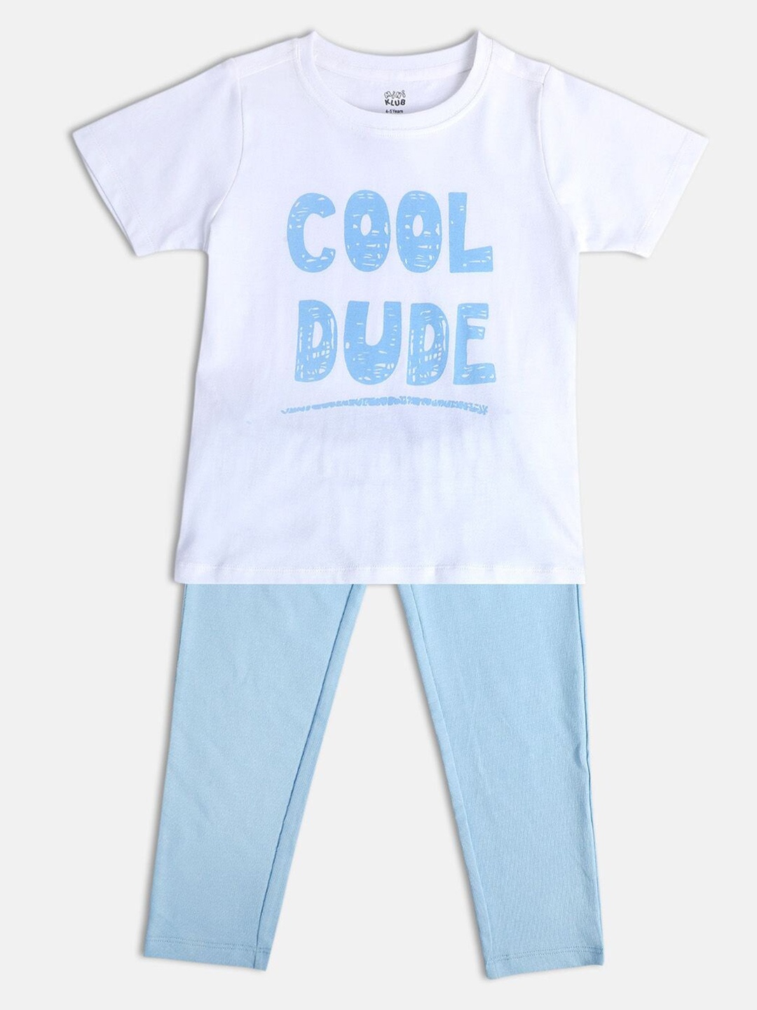 

MINI KLUB Boys Printed Pure Cotton T-shirt with Trousers, White