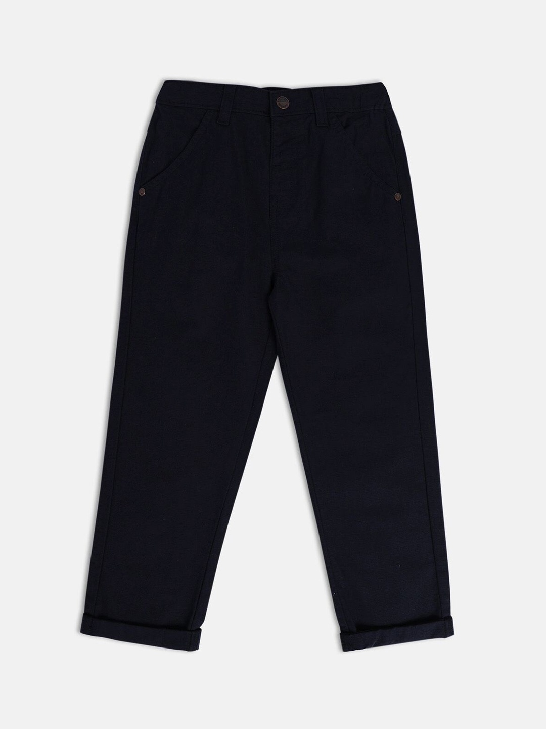 

MINI KLUB Boys Mid-Rise Easy Wash Pure Cotton Chinos Trouser, Navy blue