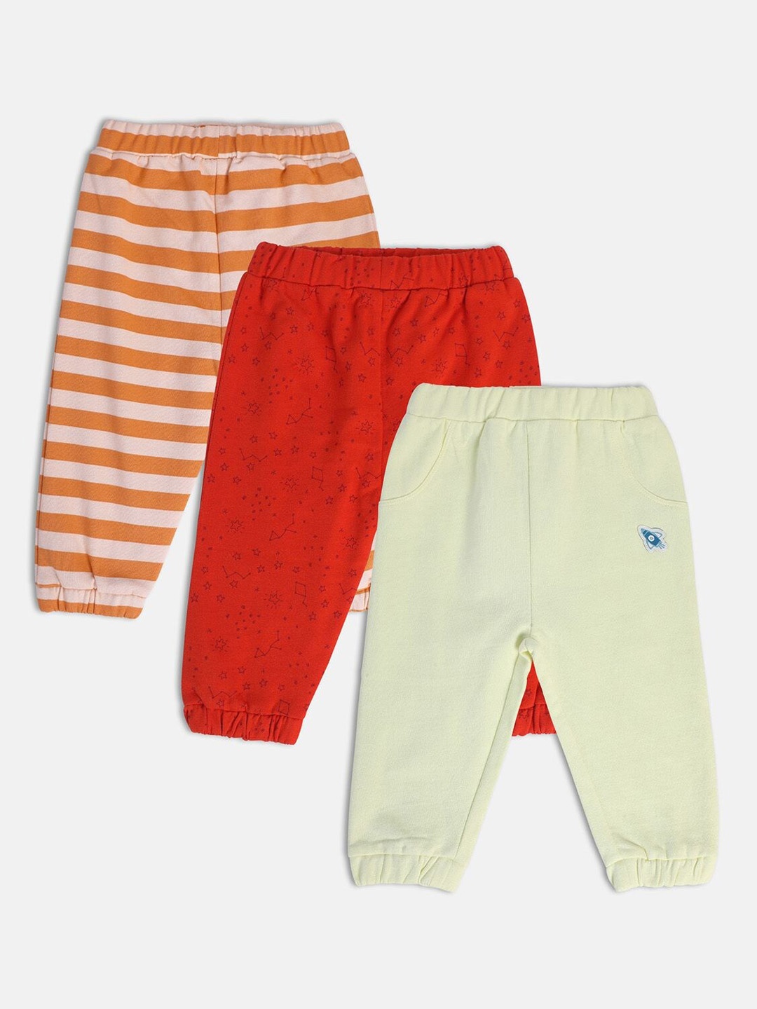 

MINI KLUB Infant Boys Pack Of 3 Mid-Rise Joggers, Yellow