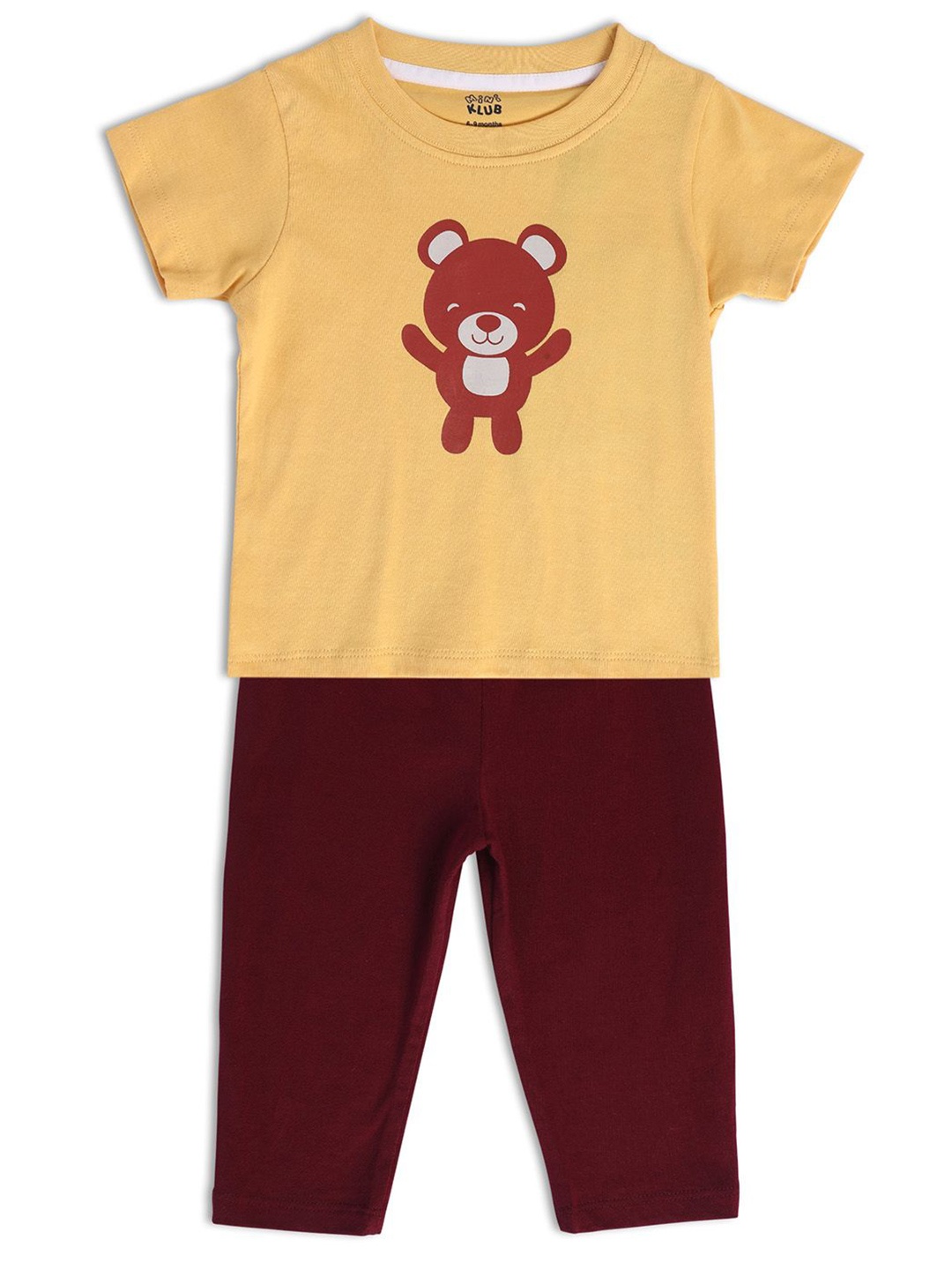 

MINI KLUB Infants Boys Printed Pure Cotton T-shirt with Trousers, Yellow