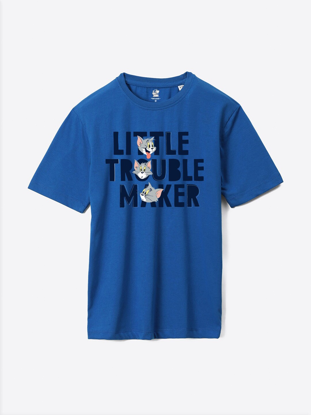 

YK Warner Bros Kids Typography Printed Oversized Pure Cotton T-Shirt, Blue