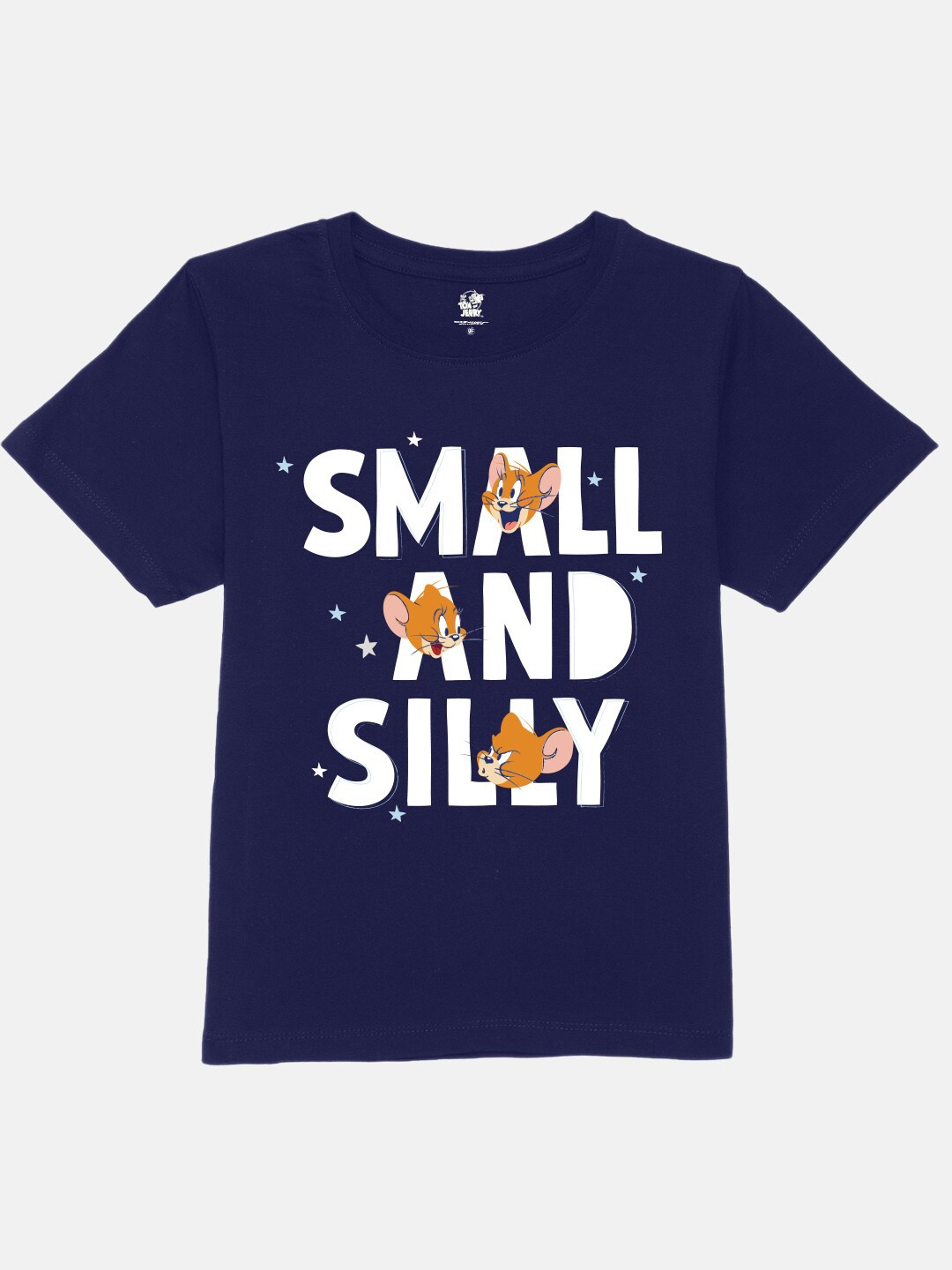 

YK Warner Bros Kids Typography Printed Oversized Pure Cotton T-Shirt, Navy blue