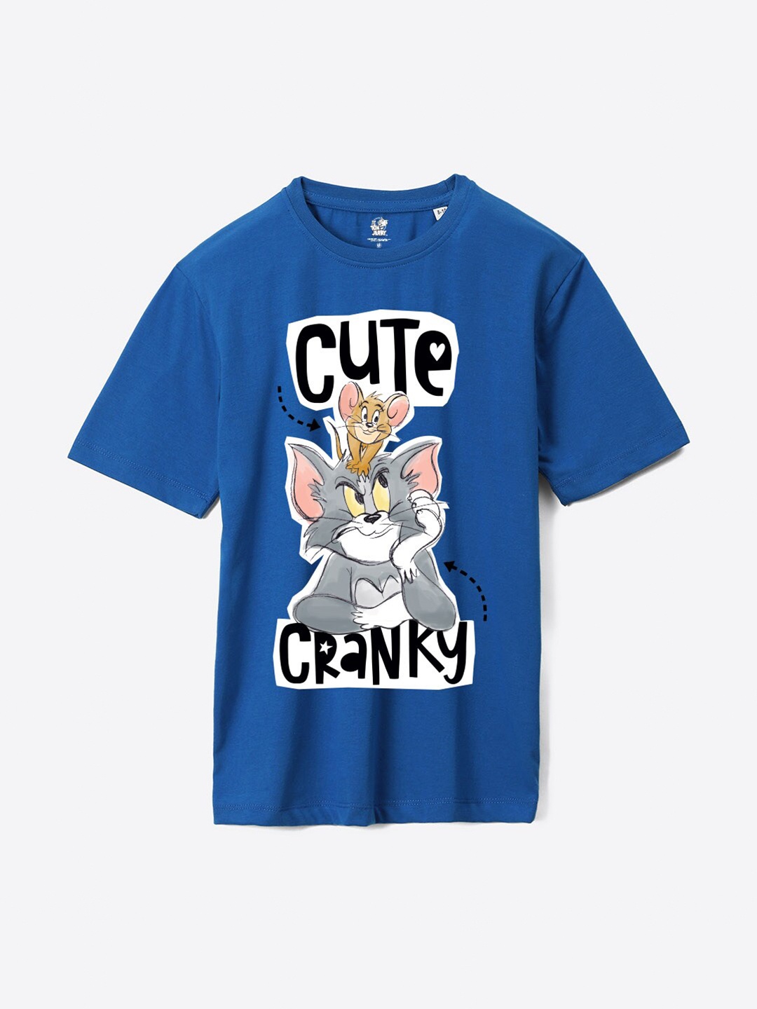

YK Warner Bros Boys Tom & Jerry Printed Pure Cotton Oversized T-shirt, Blue