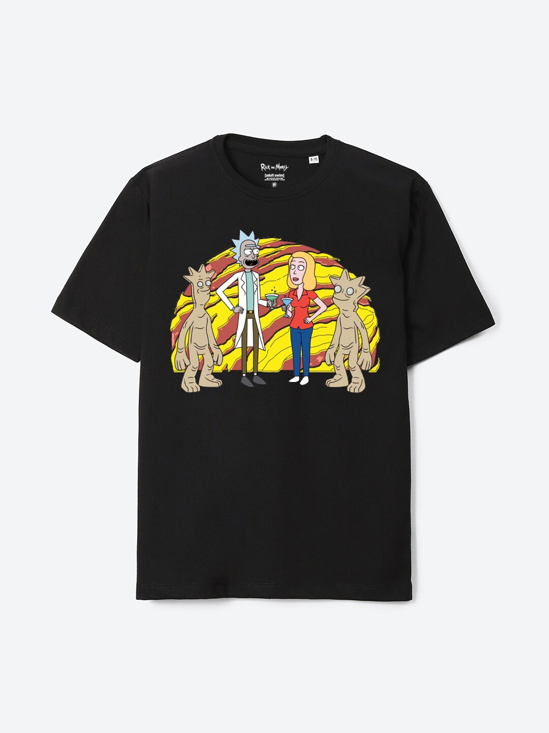 

YK Warner Bros Boys Rick and Morty Printed Pure Cotton Oversized T-shirt, Black