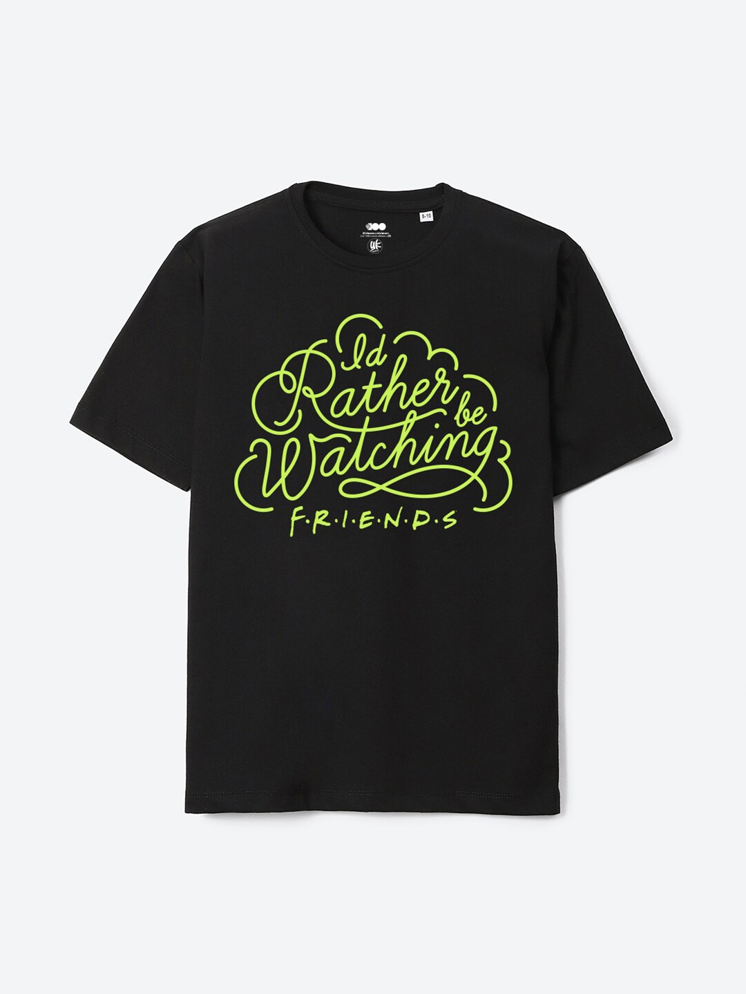 YK Warner Bros Boys Friends Typography Printed Pure Cotton Oversized T-shirt, Black