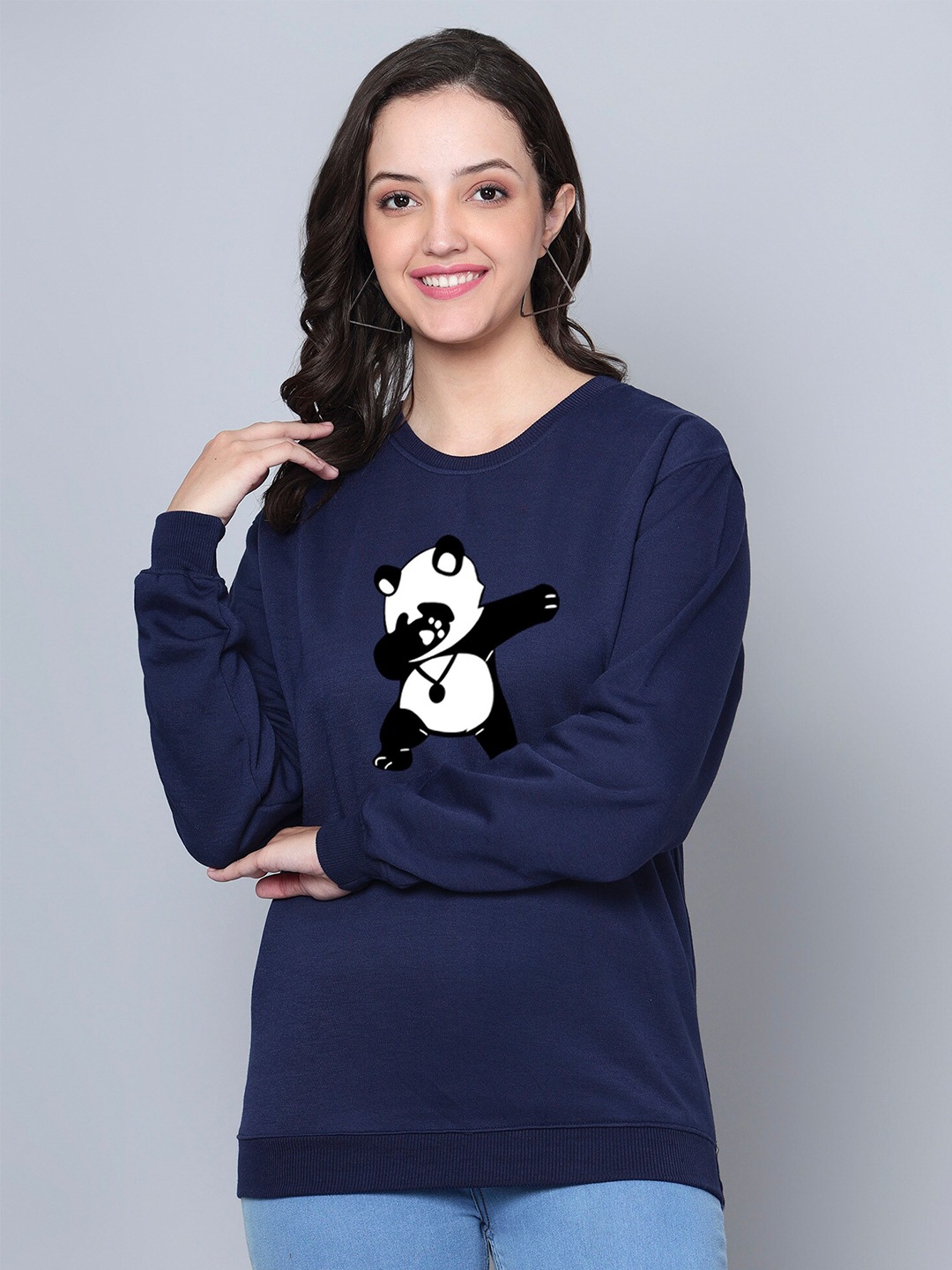 

Fashion And Youth Graphic Printed Fleece Sweatshirt, Navy blue