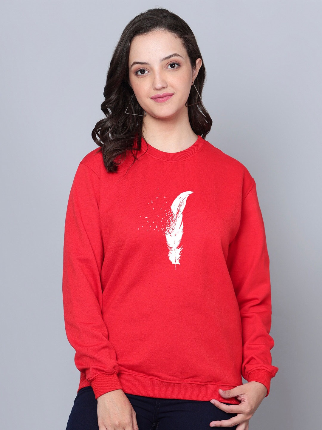 

Fashion And Youth Graphic Printed Fleece Pullover, Red