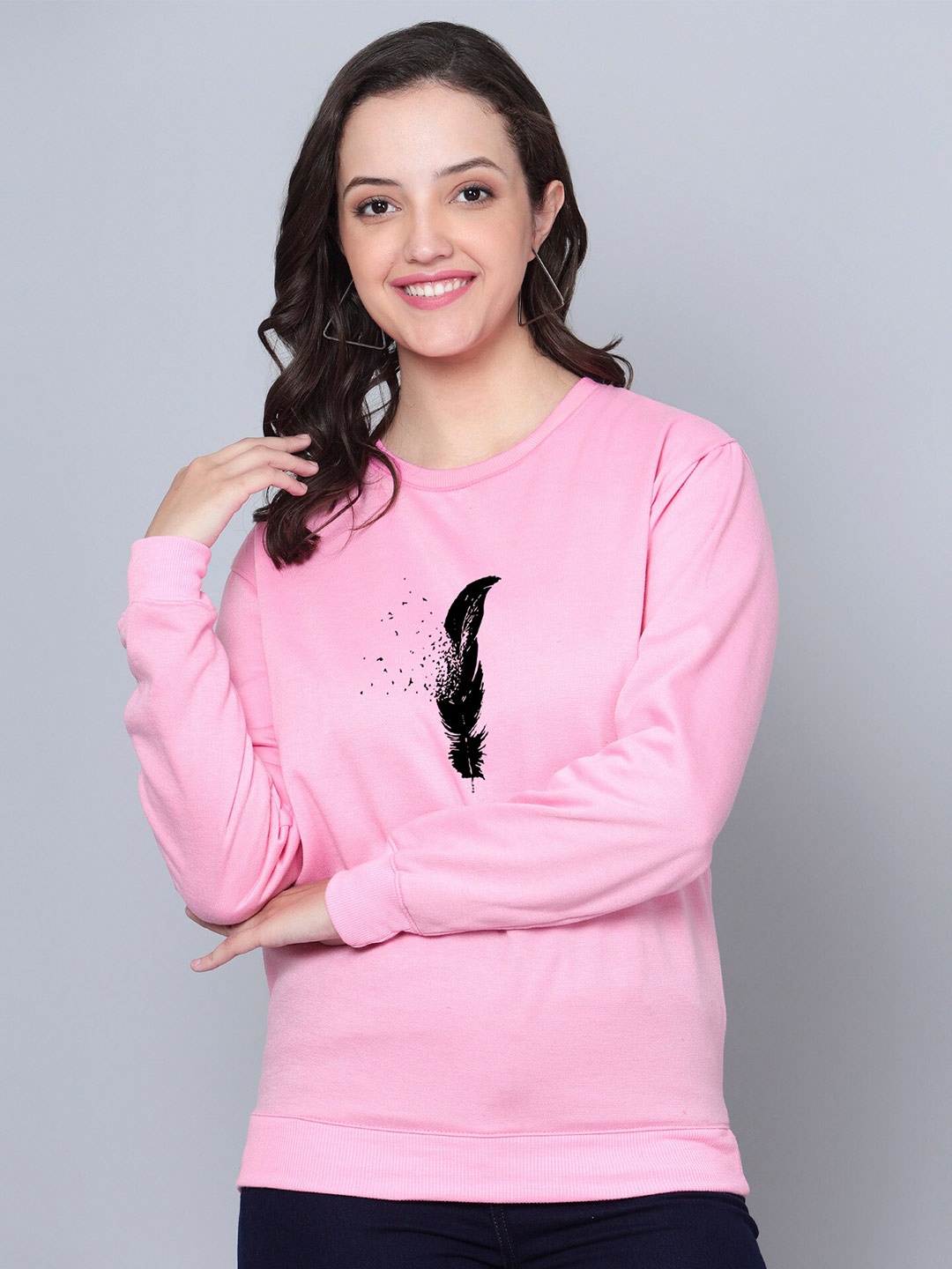 

Fashion And Youth Graphic Printed Fleece Pullover, Pink