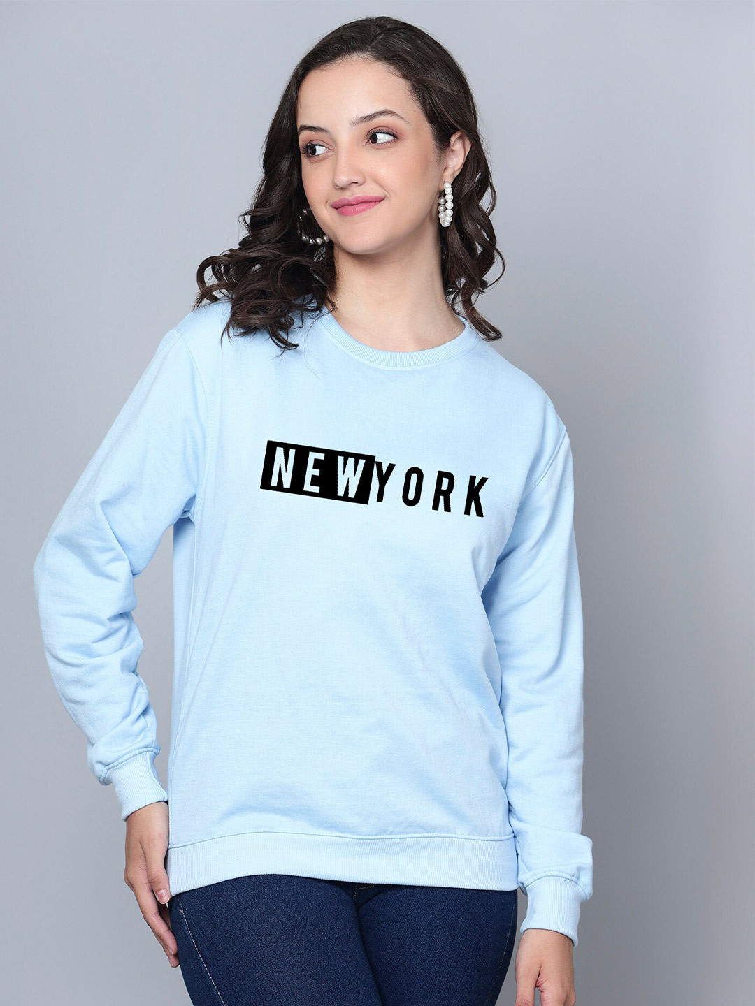 

Fashion And Youth Typography Printed Fleece Pullover, Sea green