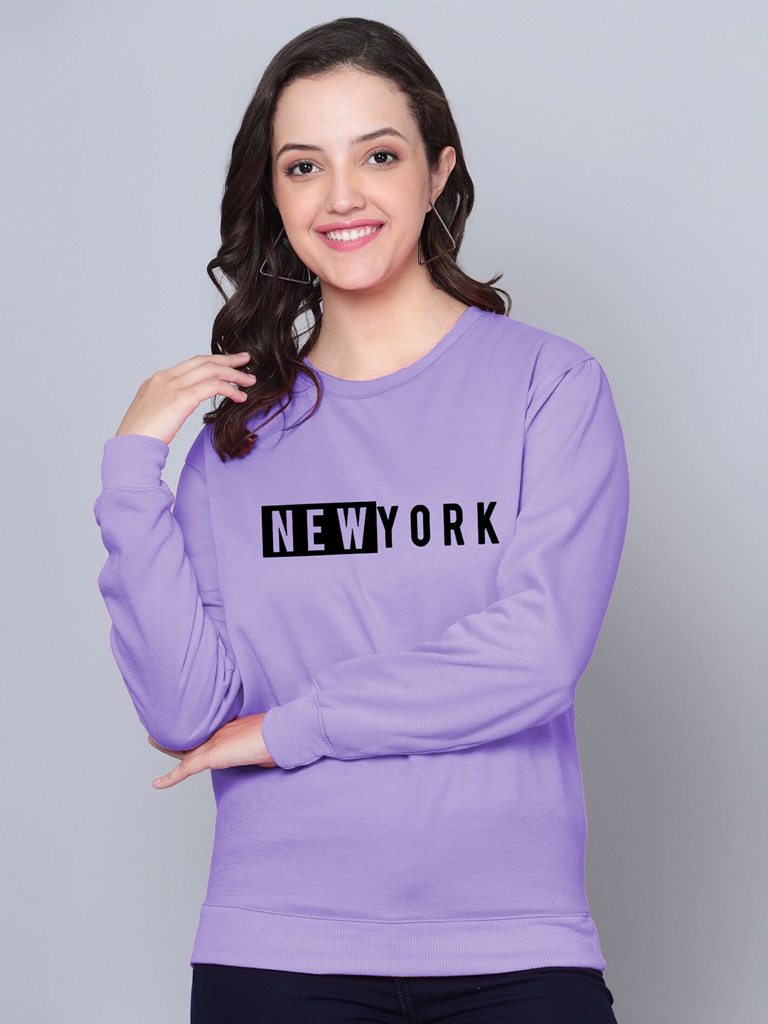 

Fashion And Youth Typography Printed Fleece Pullover, Lavender