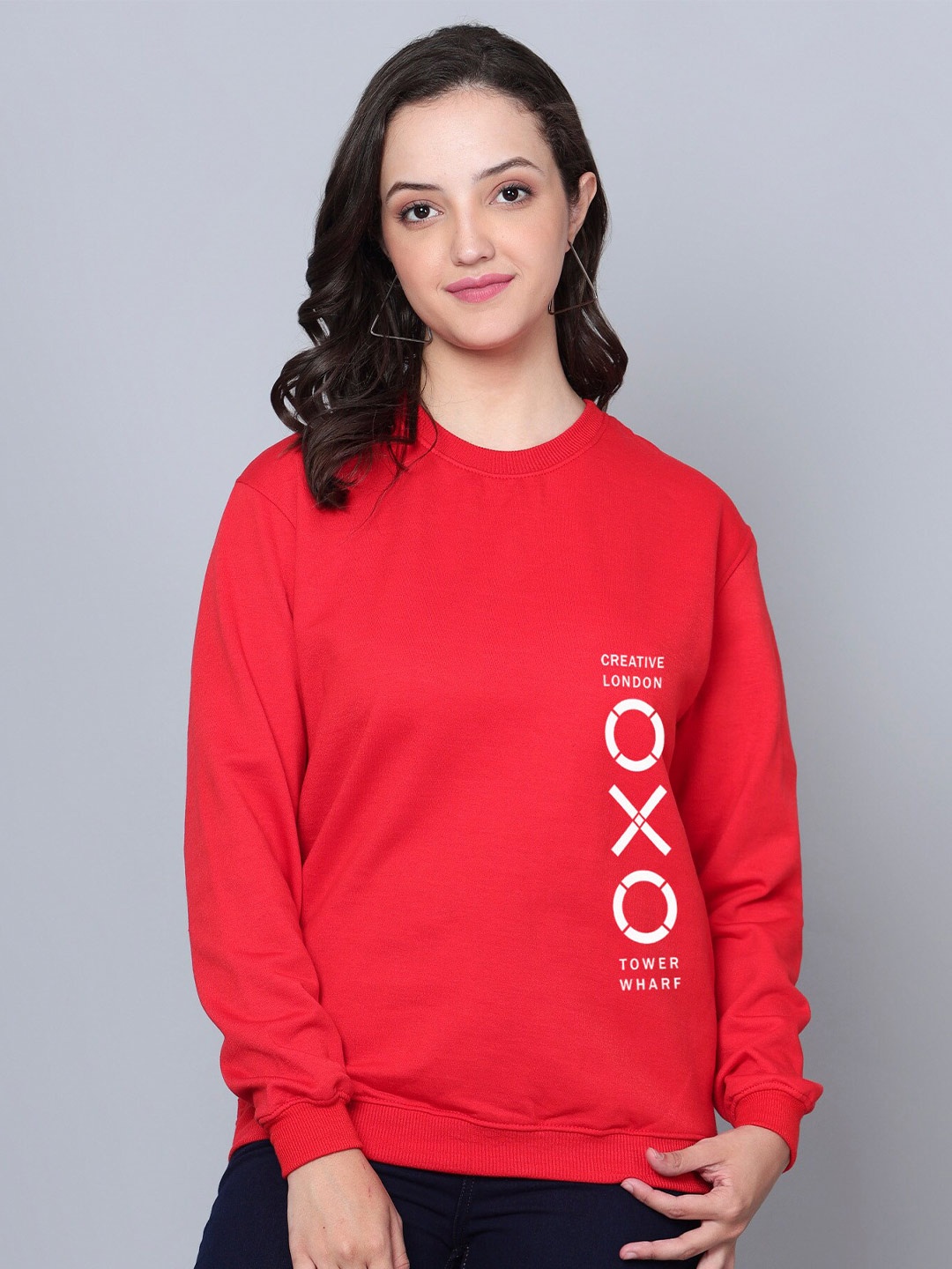 

Fashion And Youth Typography Printed Fleece Pullover, Red
