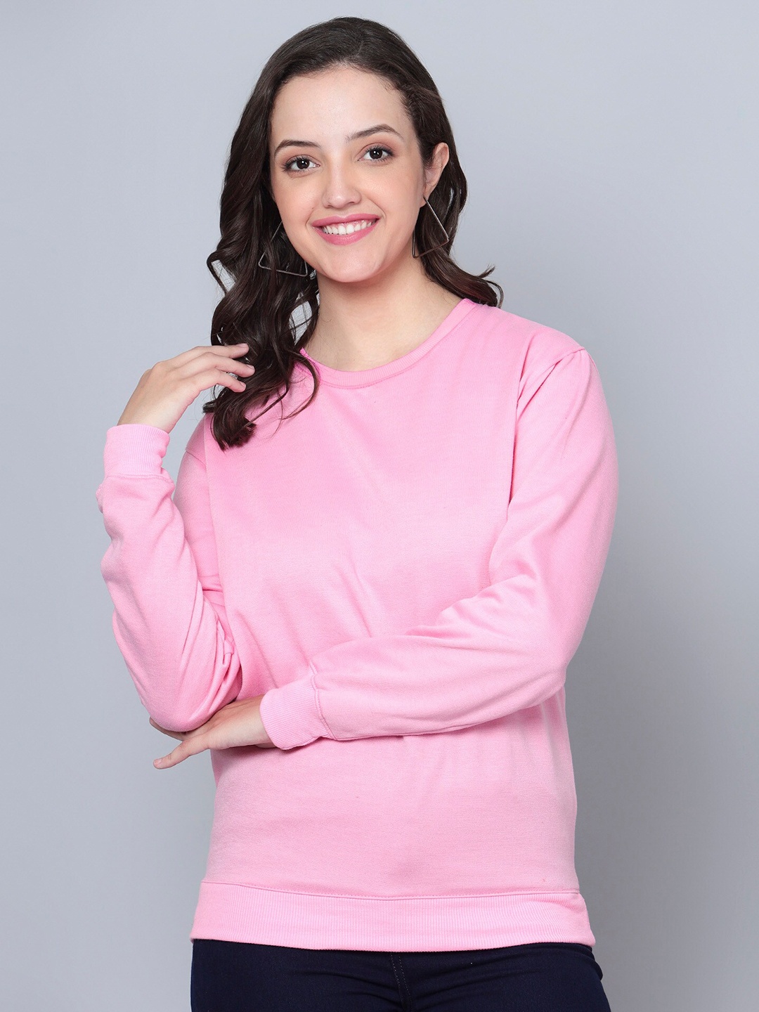

Fashion And Youth Round Neck Cotton Sweatshirt, Pink