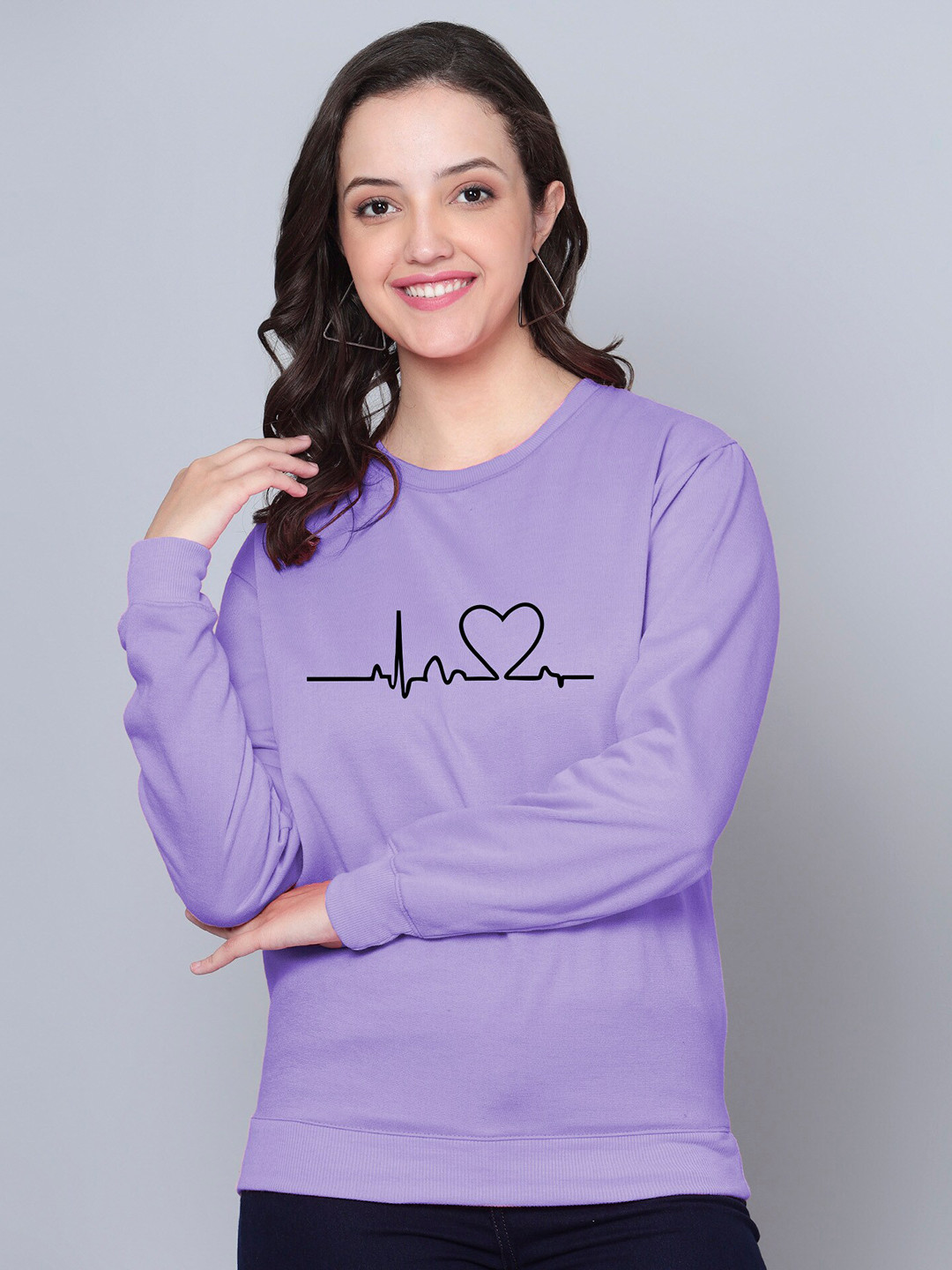 

Fashion And Youth Printed Cotton Sweatshirt, Lavender