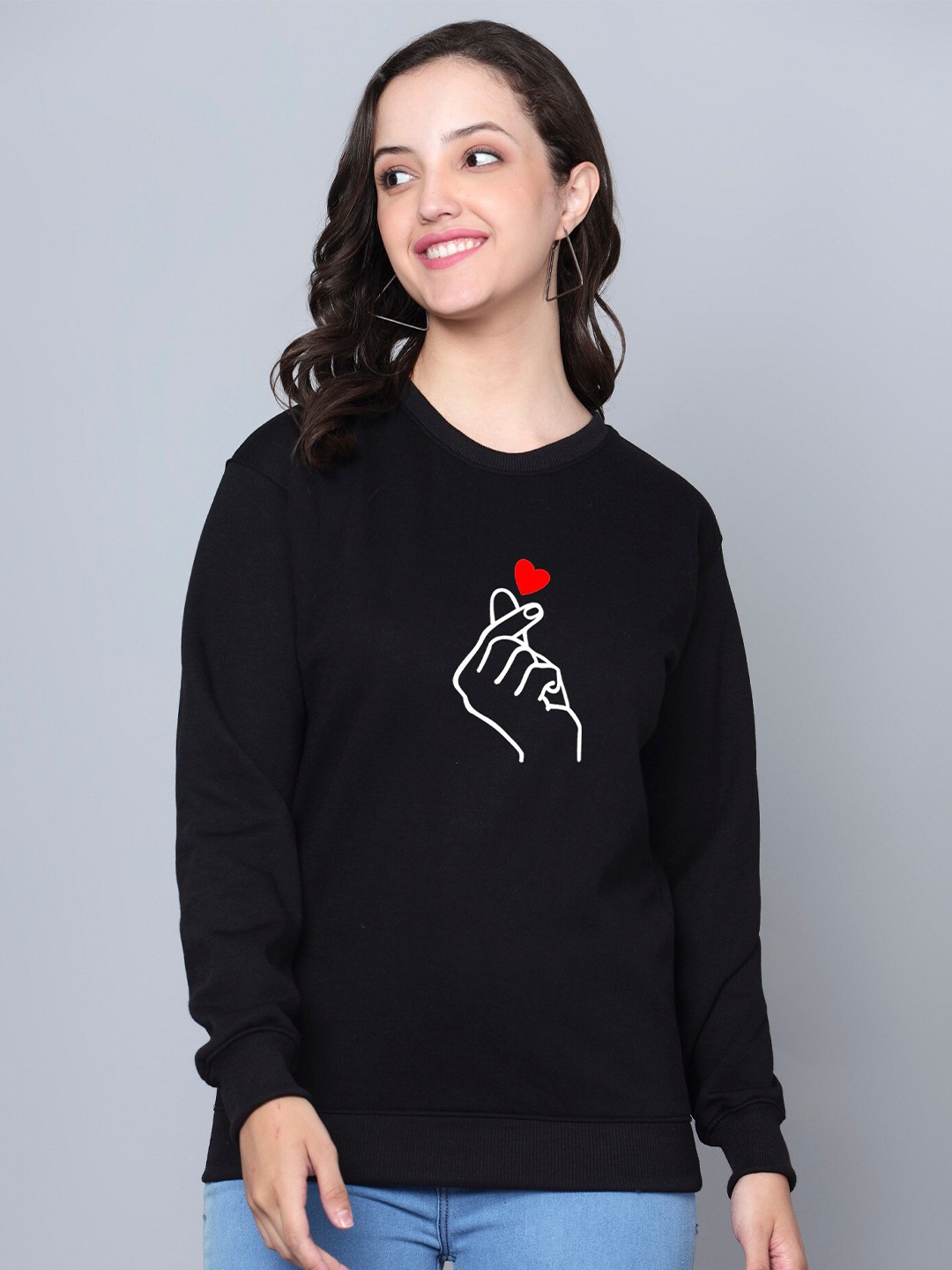 

Fashion And Youth Graphic Printed Fleece Sweatshirt, Black