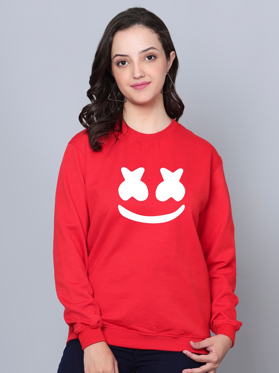 

Fashion And Youth Graphic Printed Fleece Sweatshirt, Red