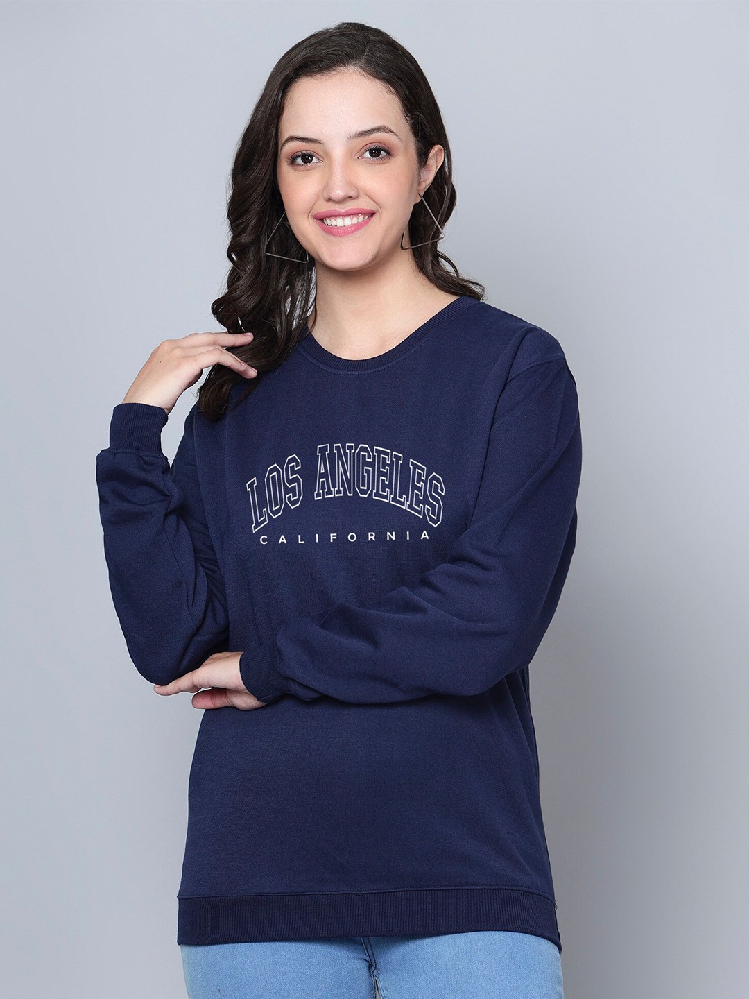

Fashion And Youth Typography Printed Fleece Sweatshirt, Navy blue
