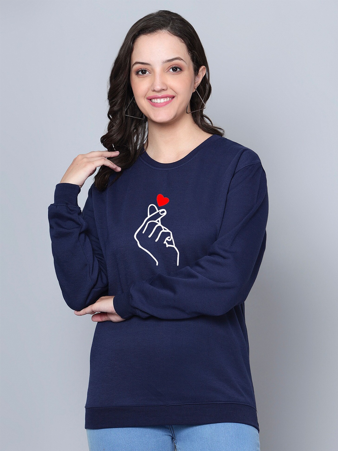 

Fashion And Youth Graphic Printed Fleece Sweatshirt, Navy blue