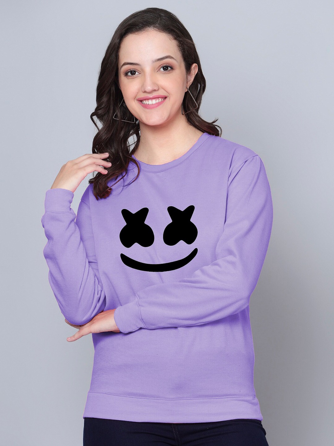 

Fashion And Youth Graphic Printed Fleece Sweatshirt, Lavender