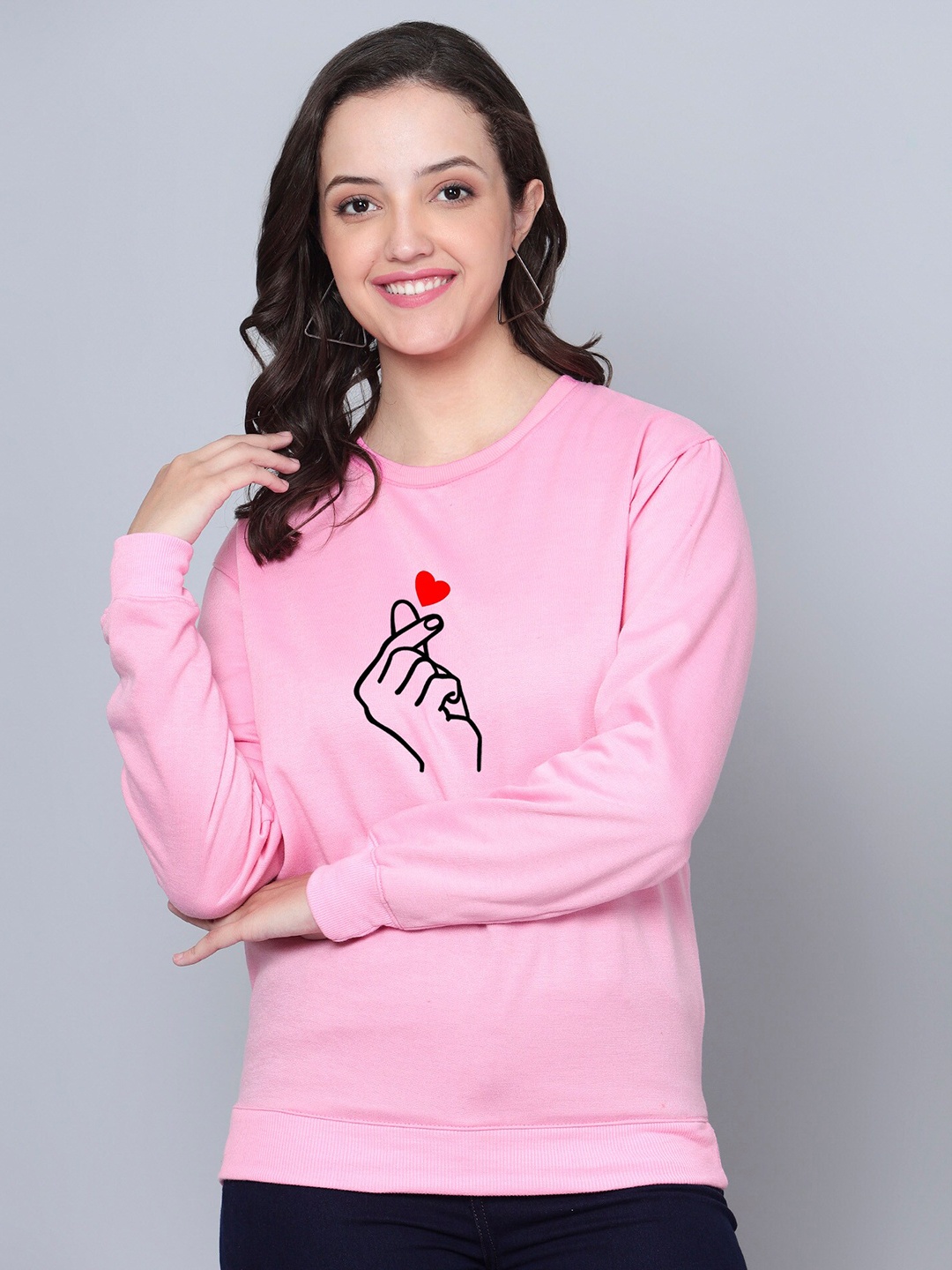 

Fashion And Youth Graphic Printed Fleece Sweatshirt, Pink