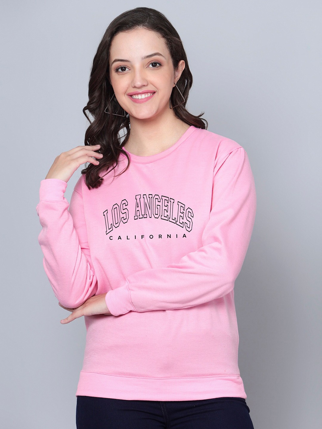 

Fashion And Youth Typography Printed Fleece Sweatshirt, Pink