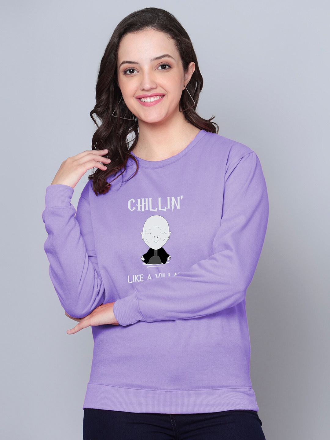 

Fashion And Youth Typography Printed Fleece Sweatshirt, Lavender