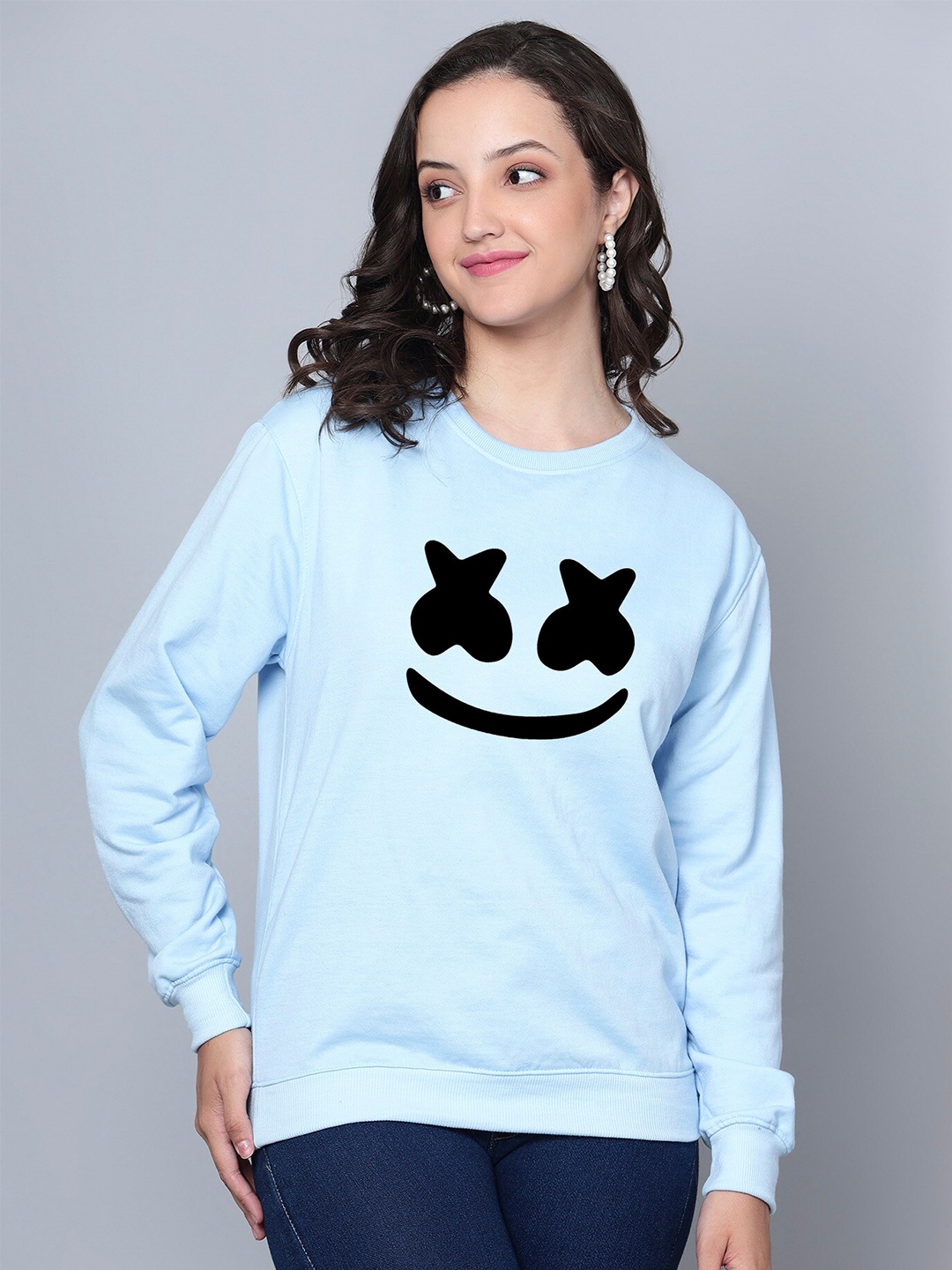 

Fashion And Youth Marshmellow Printed Fleece Sweatshirt, Blue