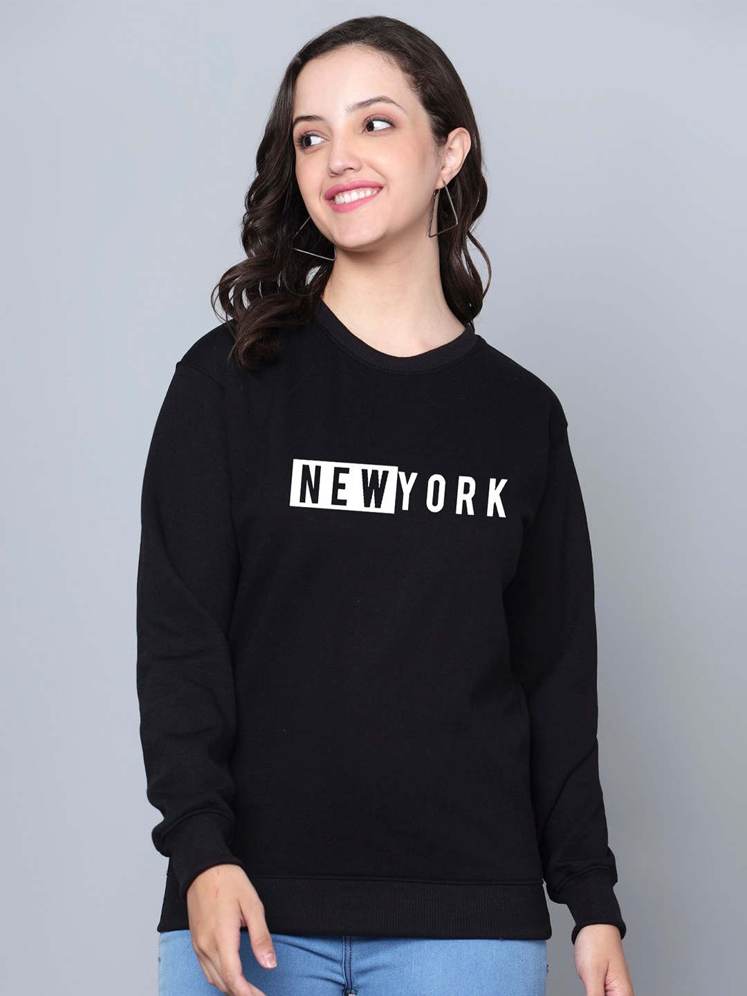 

Fashion And Youth Typography Printed Fleece Pullover Sweatshirt, Black