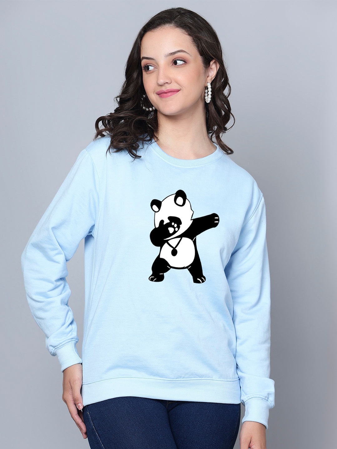 

Fashion And Youth Graphic Printed Fleece Pullover Sweatshirt, Blue