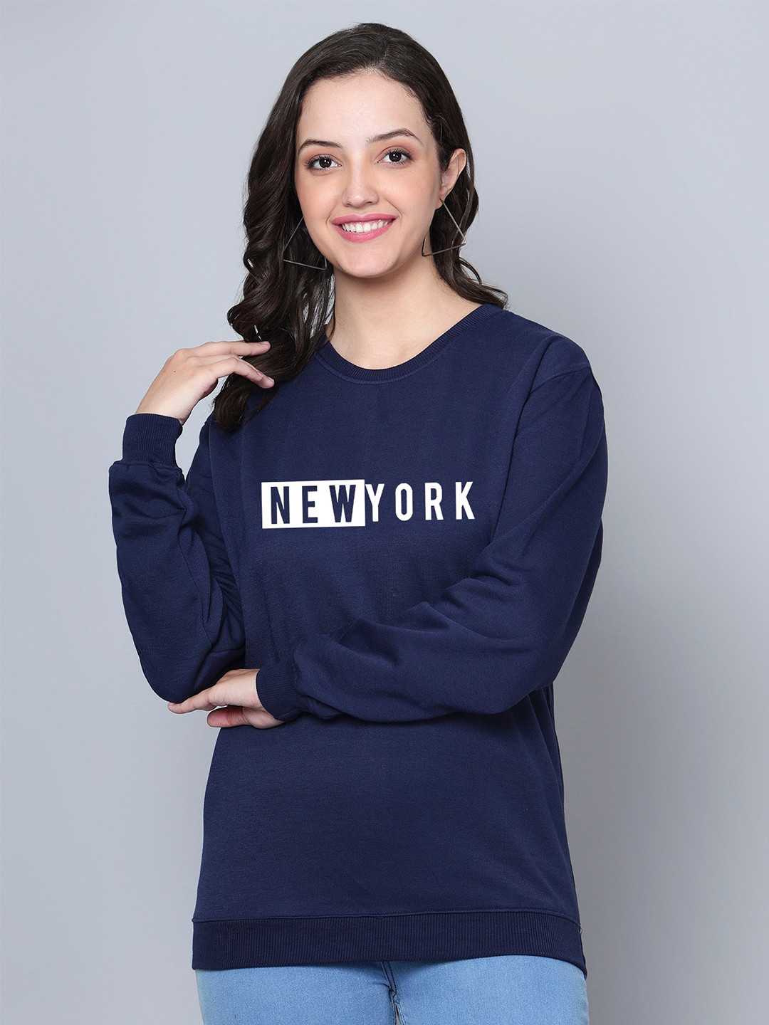 

Fashion And Youth Typography Printed Fleece Sweatshirt, Navy blue