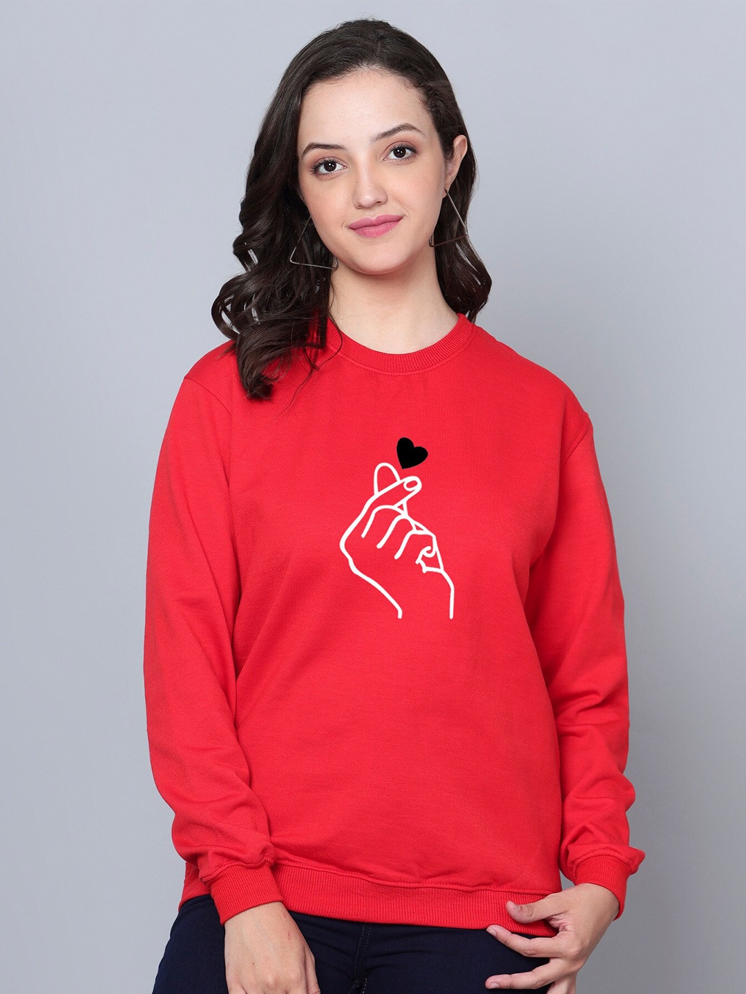 

Fashion And Youth Graphic Printed Fleece Sweatshirt, Red