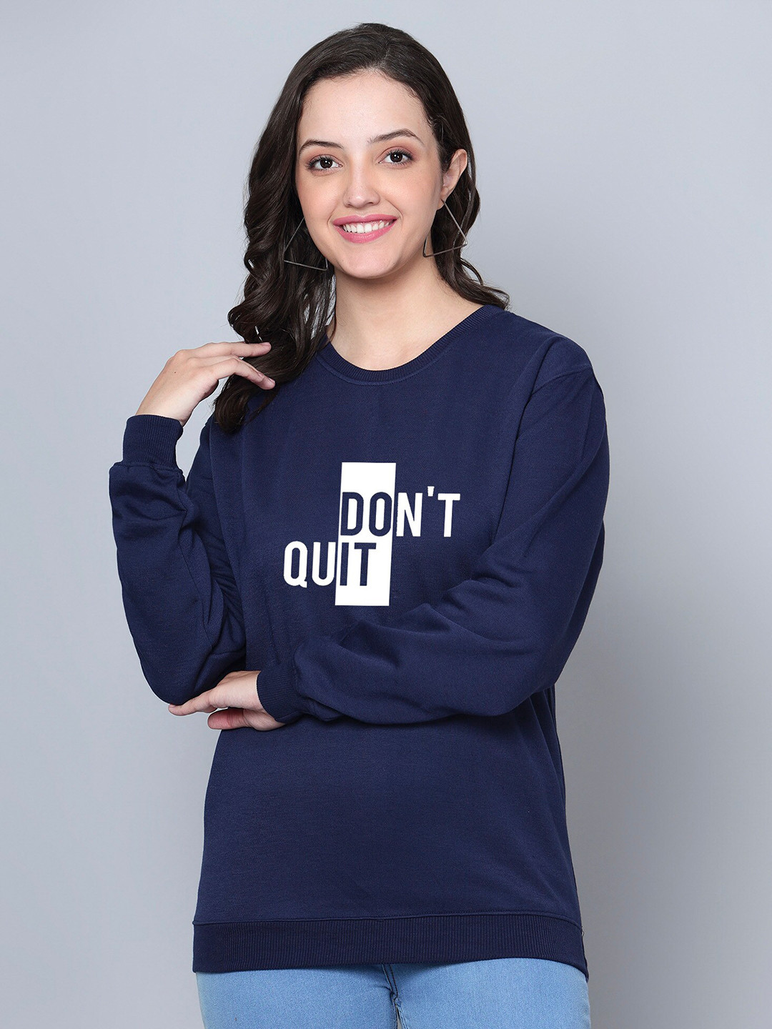 

Fashion And Youth Typography Printed Fleece Sweatshirt, Navy blue
