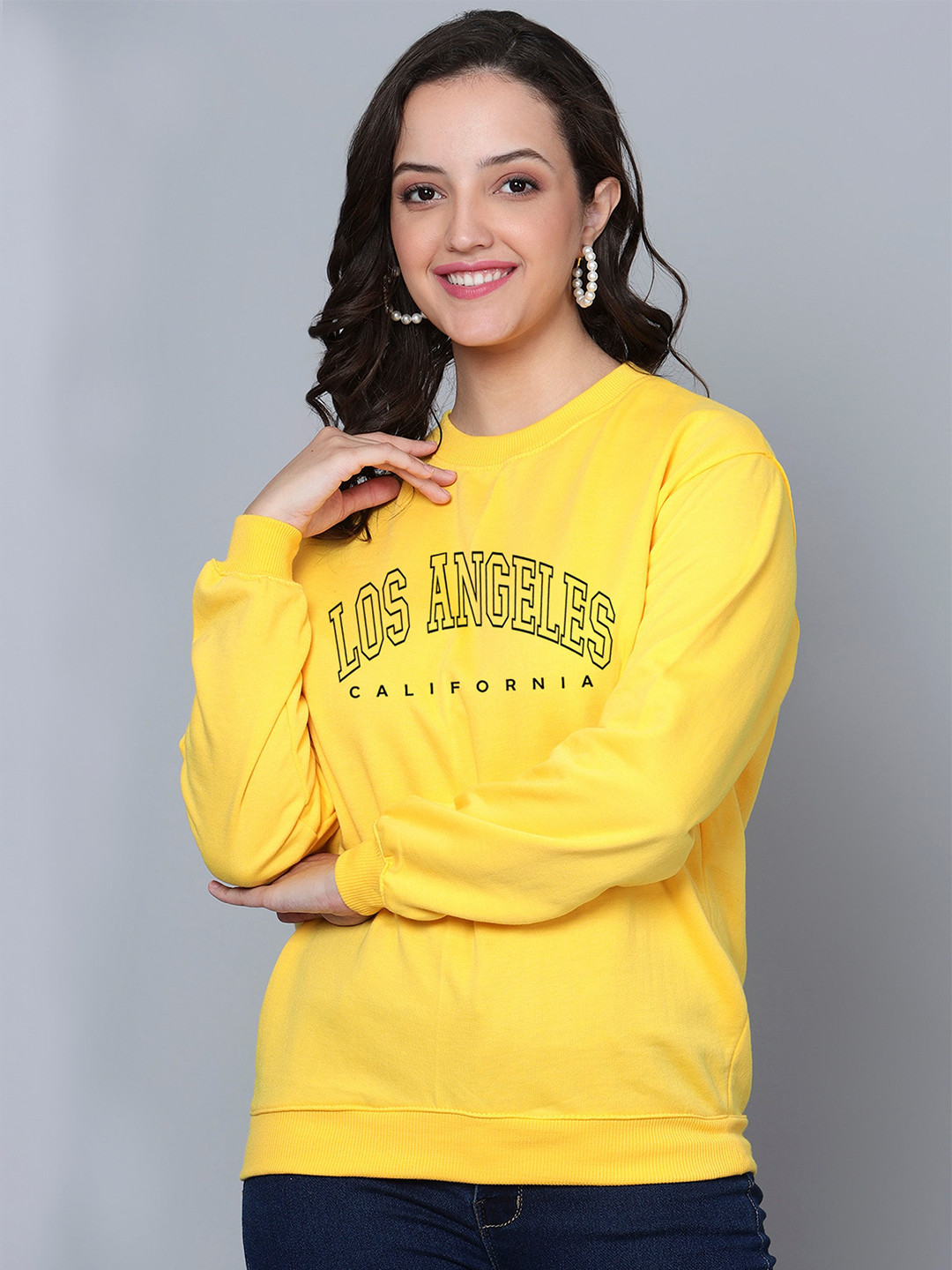 

Fashion And Youth Typography Printed Fleece Sweatshirt, Yellow