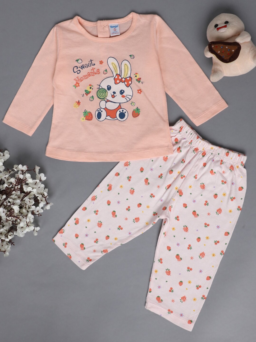 

V-Mart Infants Kids Printed Pure Cotton Top With Trousers, Pink