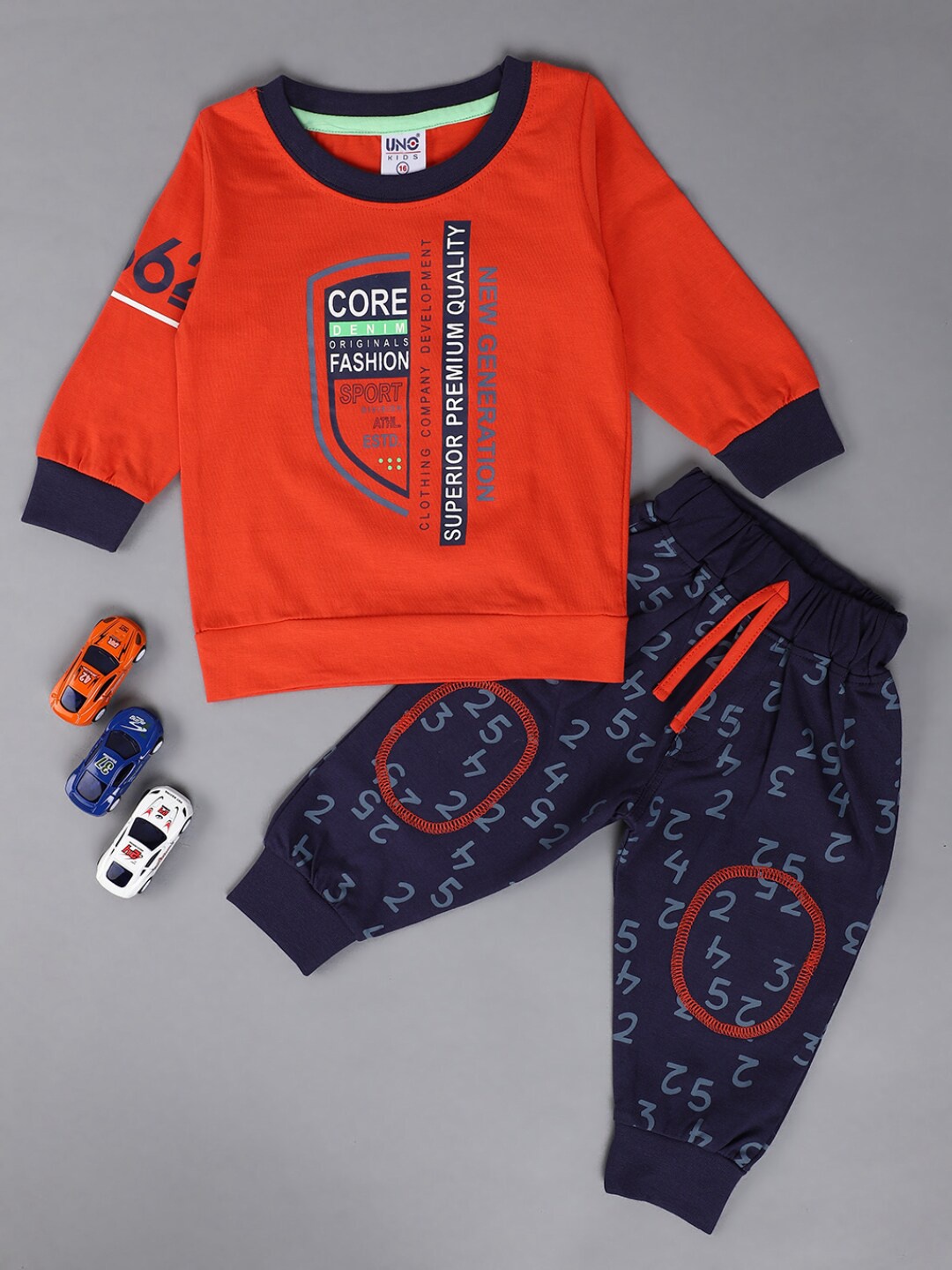 

V-Mart Infants Kids Printed Pure Cotton T-Shirt With Trousers, Rust