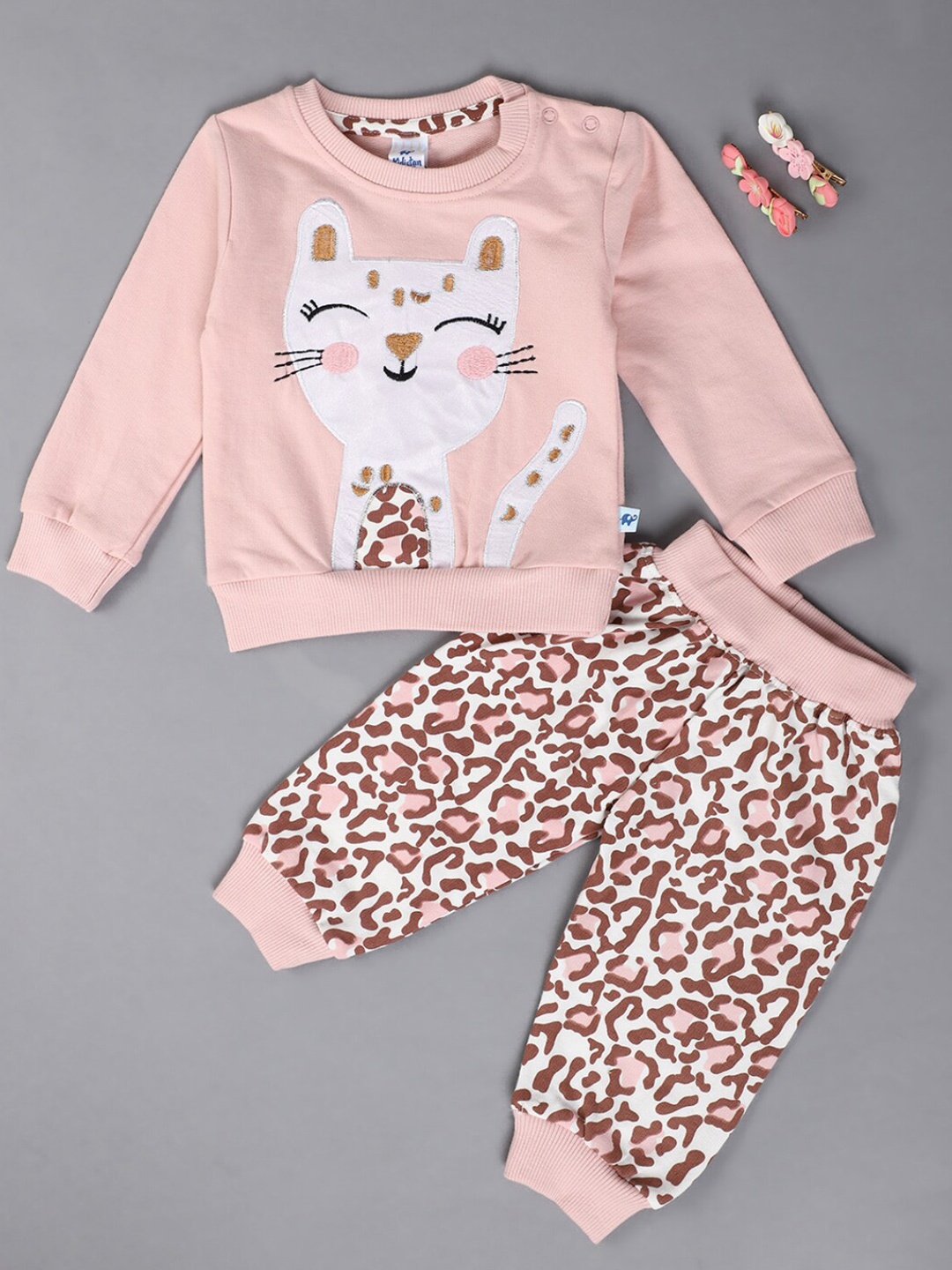 

V-Mart Infants Printed Pure Cotton Sweatshirt with Joggers, Peach