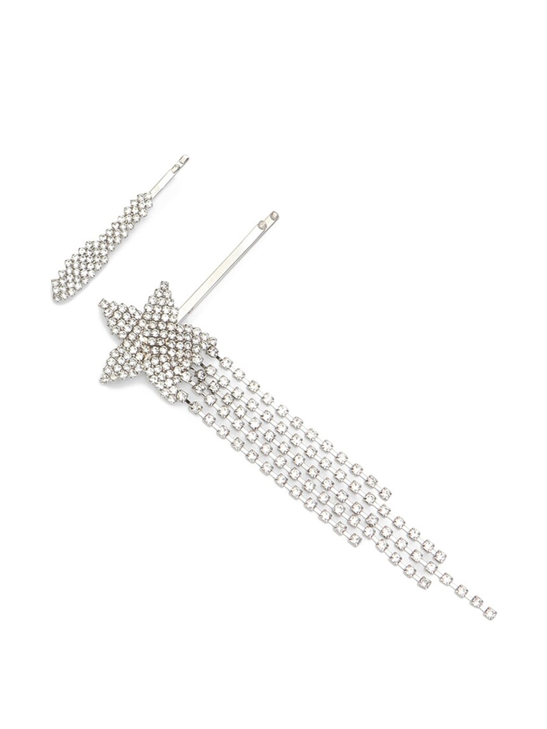 

FOREVER 21 Set Of 2 Embellished Hair Clips, Silver