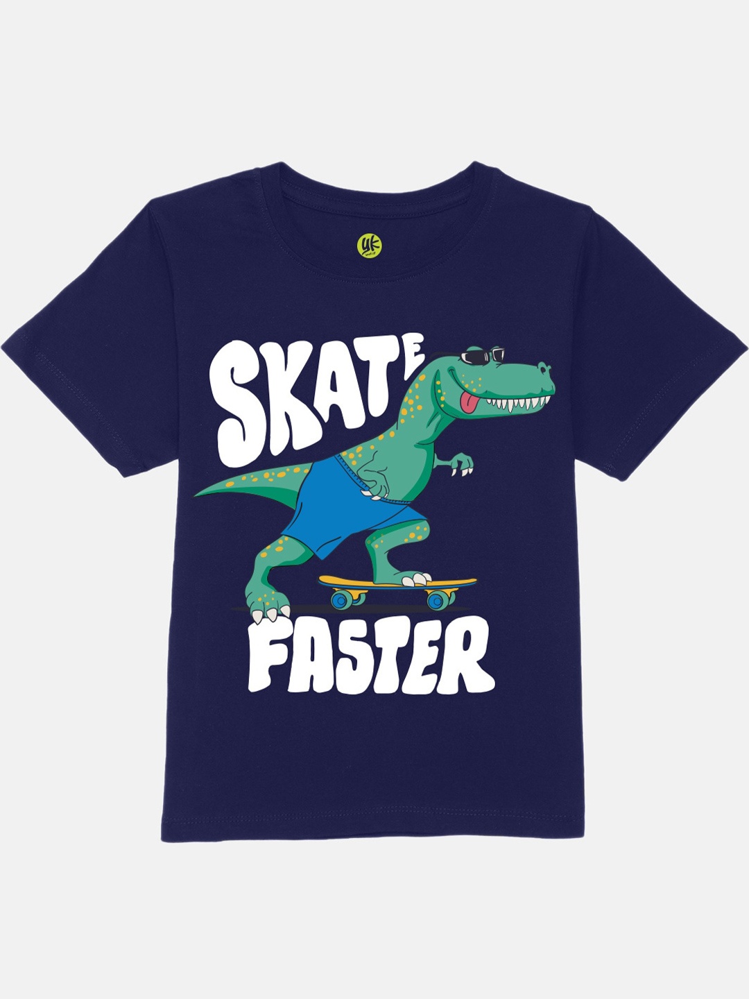 

YK Boys Typography Printed Pure Cotton T-shirt, Navy blue