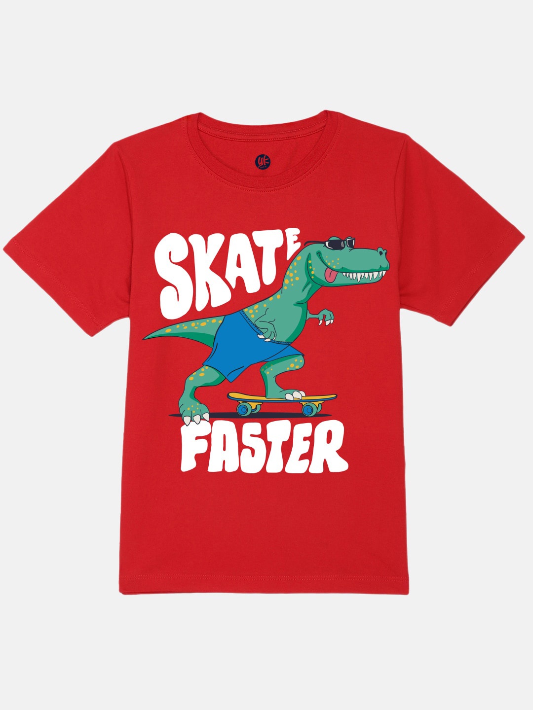 YK Boys Typography Printed Pure Cotton T-shirt, Red