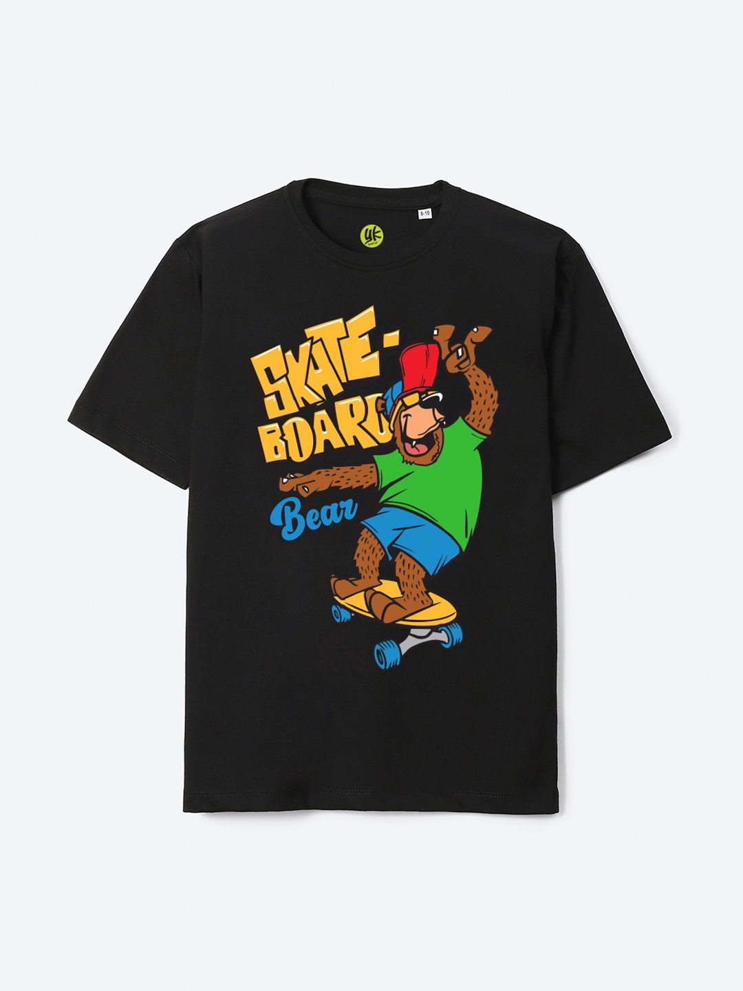 

YK Boys Typography Printed Pure Cotton T-shirt, Black