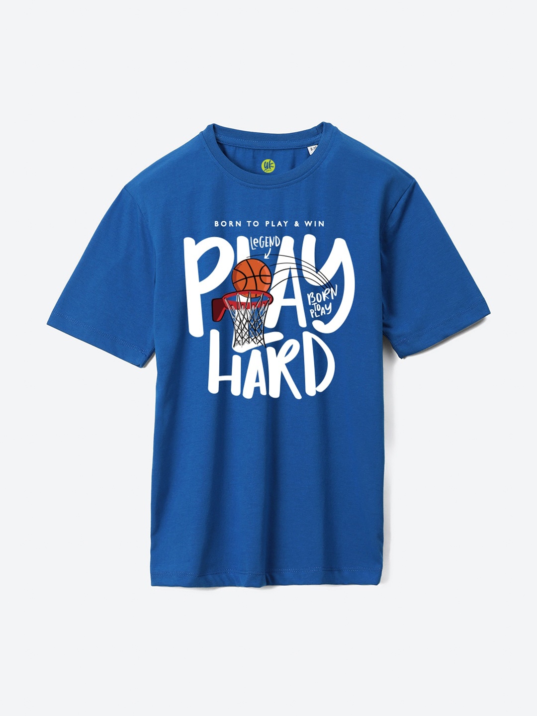 

YK Boys Typography Printed Pure Cotton T-shirt, Blue