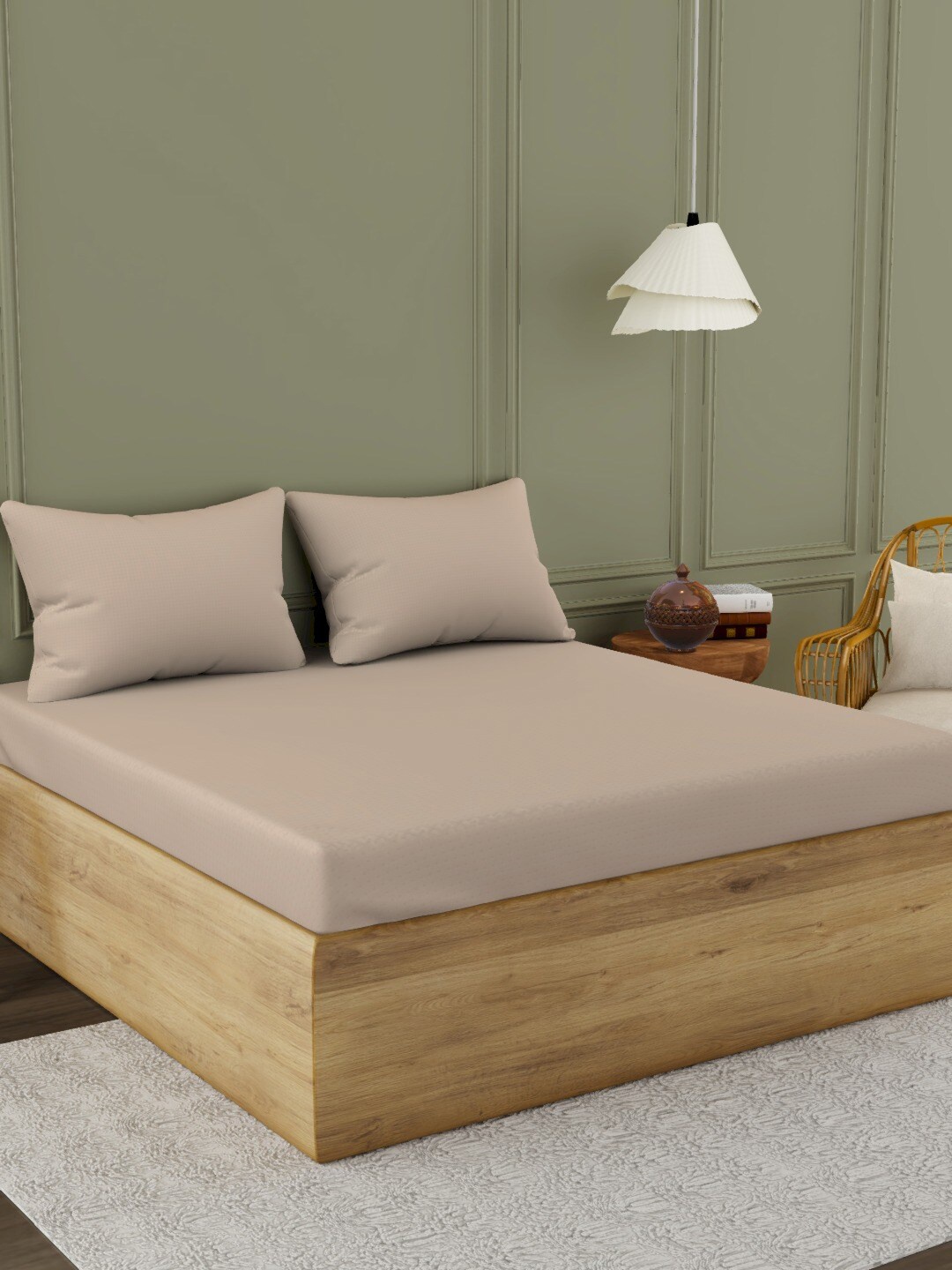 

Himeya Brown Cotton 300 TC King Bedsheet With 2 Pillow Covers