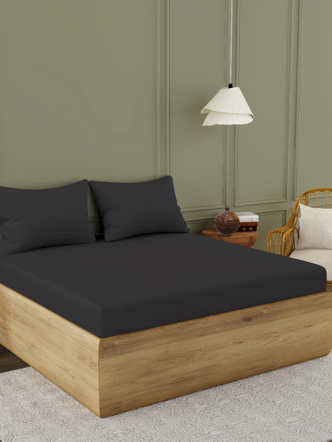 

Himeya Grey Cotton 300 TC King Bedsheet With 2 Pillow Covers