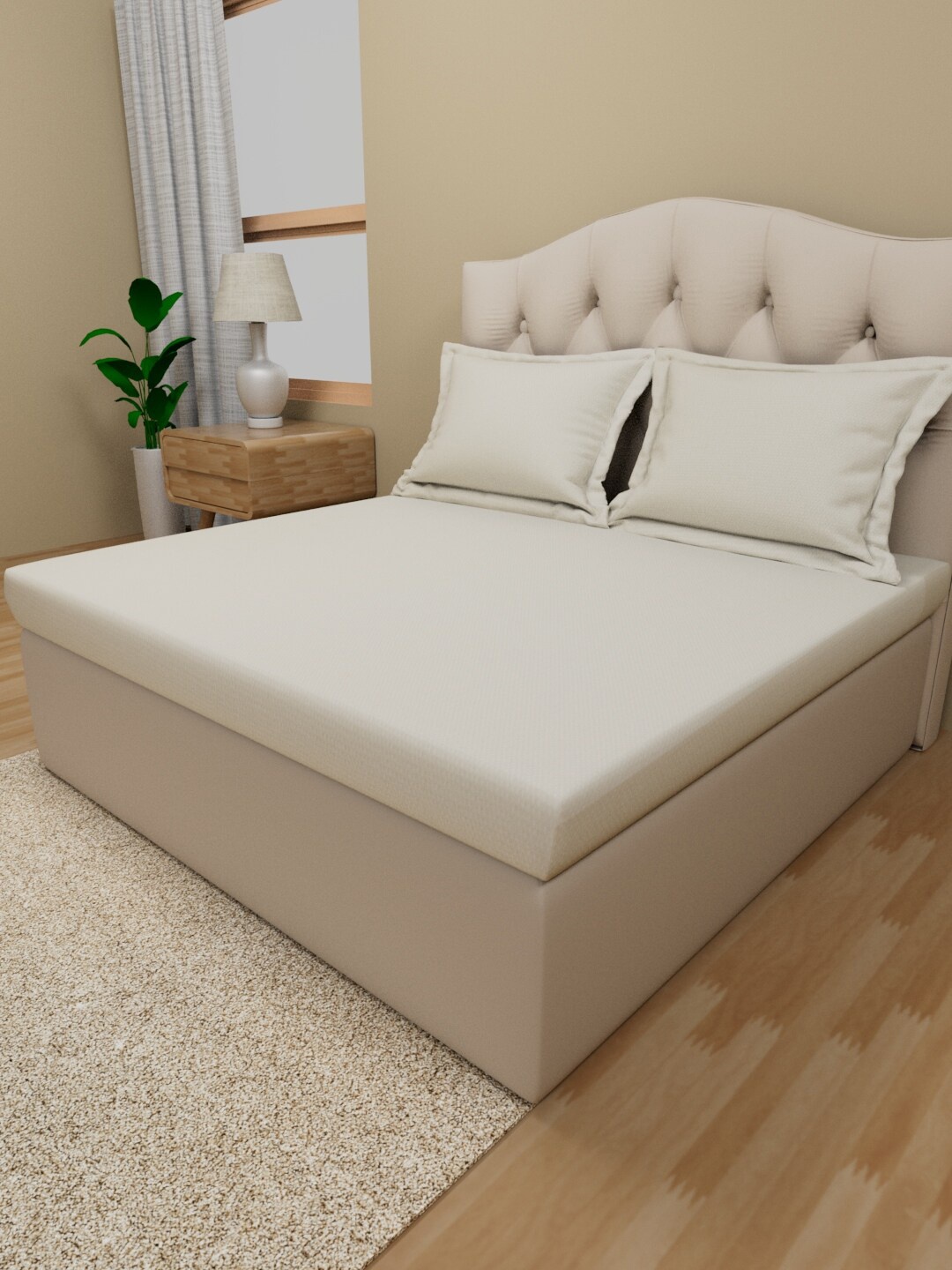 

Himeya Cream-Coloured Cotton 210 TC King Bedsheet With 2 Pillow Covers