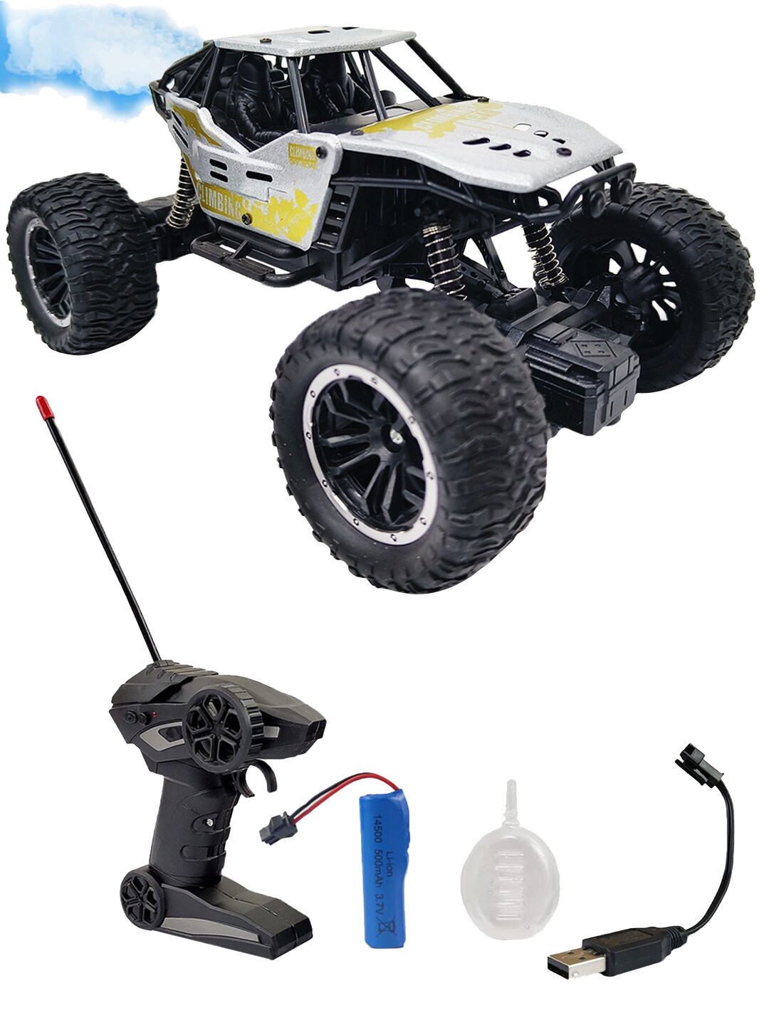 

WEMBLEY Kids RC Car With Mist Smoke Spray Function Off-Road Monster, Silver