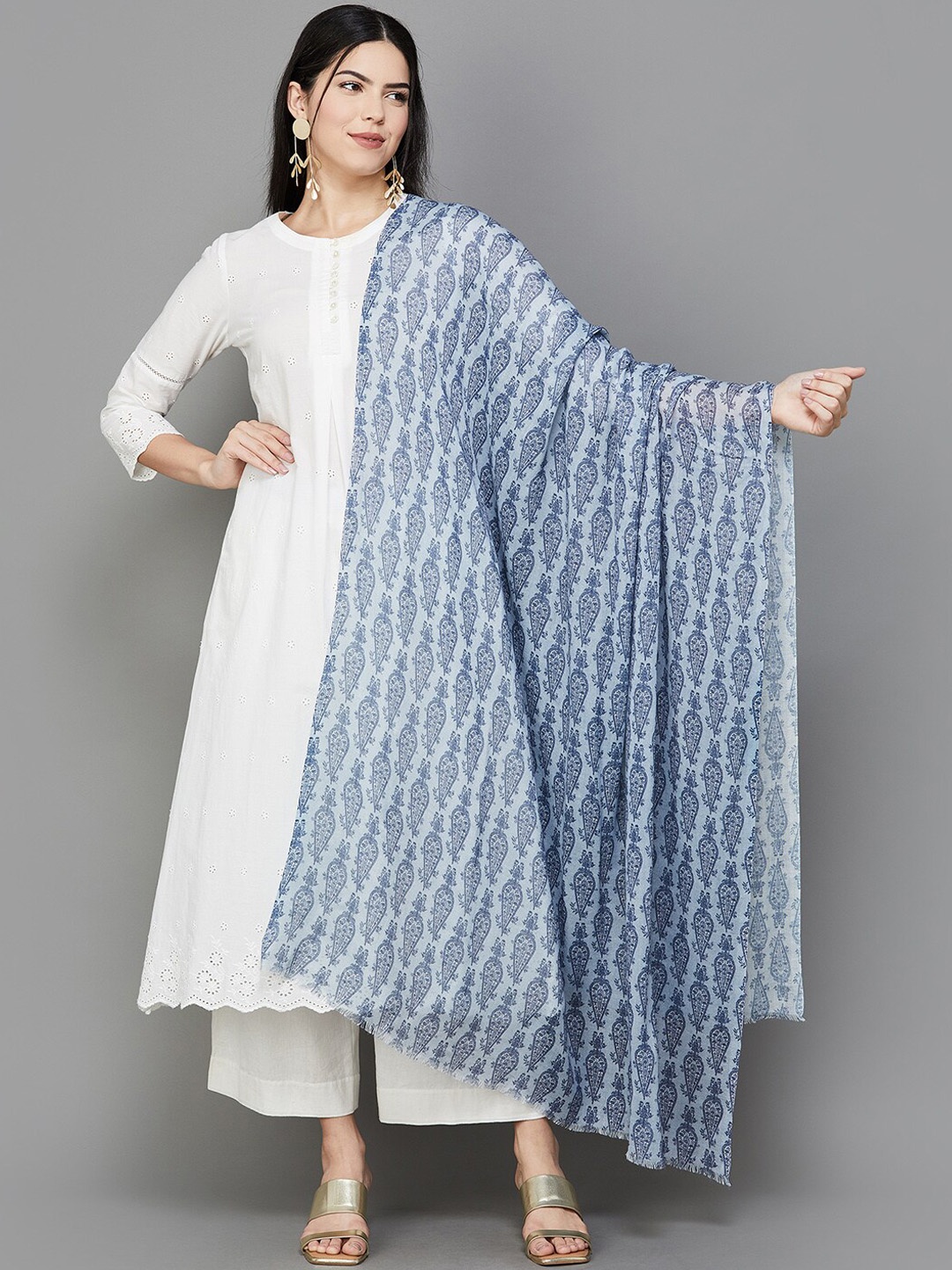 

Melange by Lifestyle Ethnic Motifs Printed Shawl, Blue