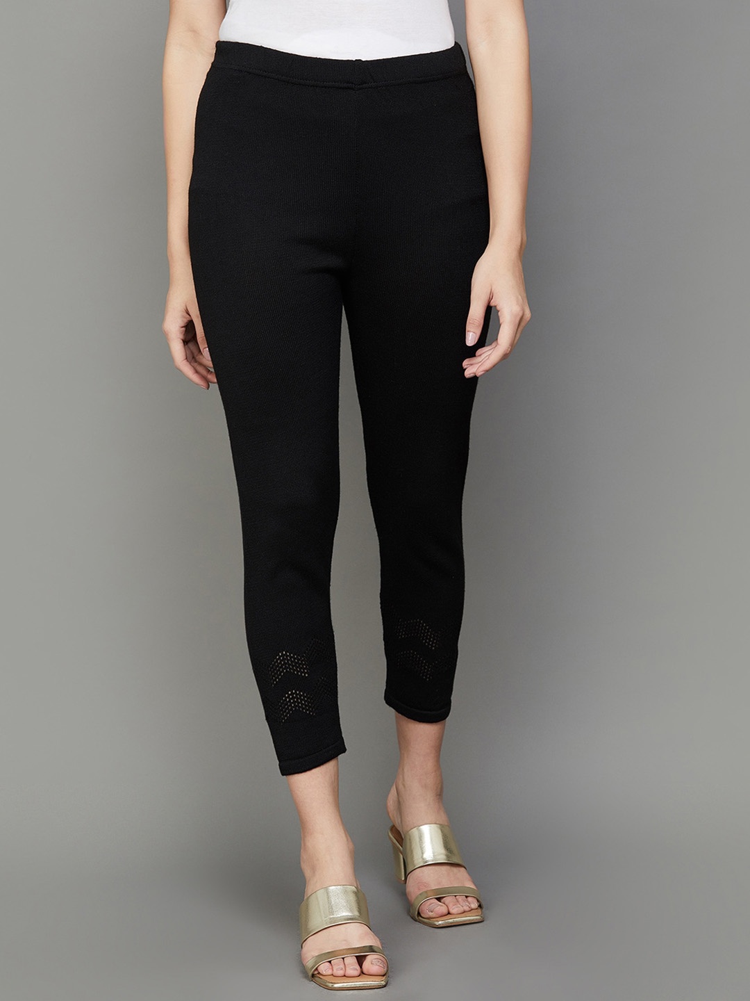 

Melange by Lifestyle Women Mid-Rise Pure Acrylic Trousers, Black