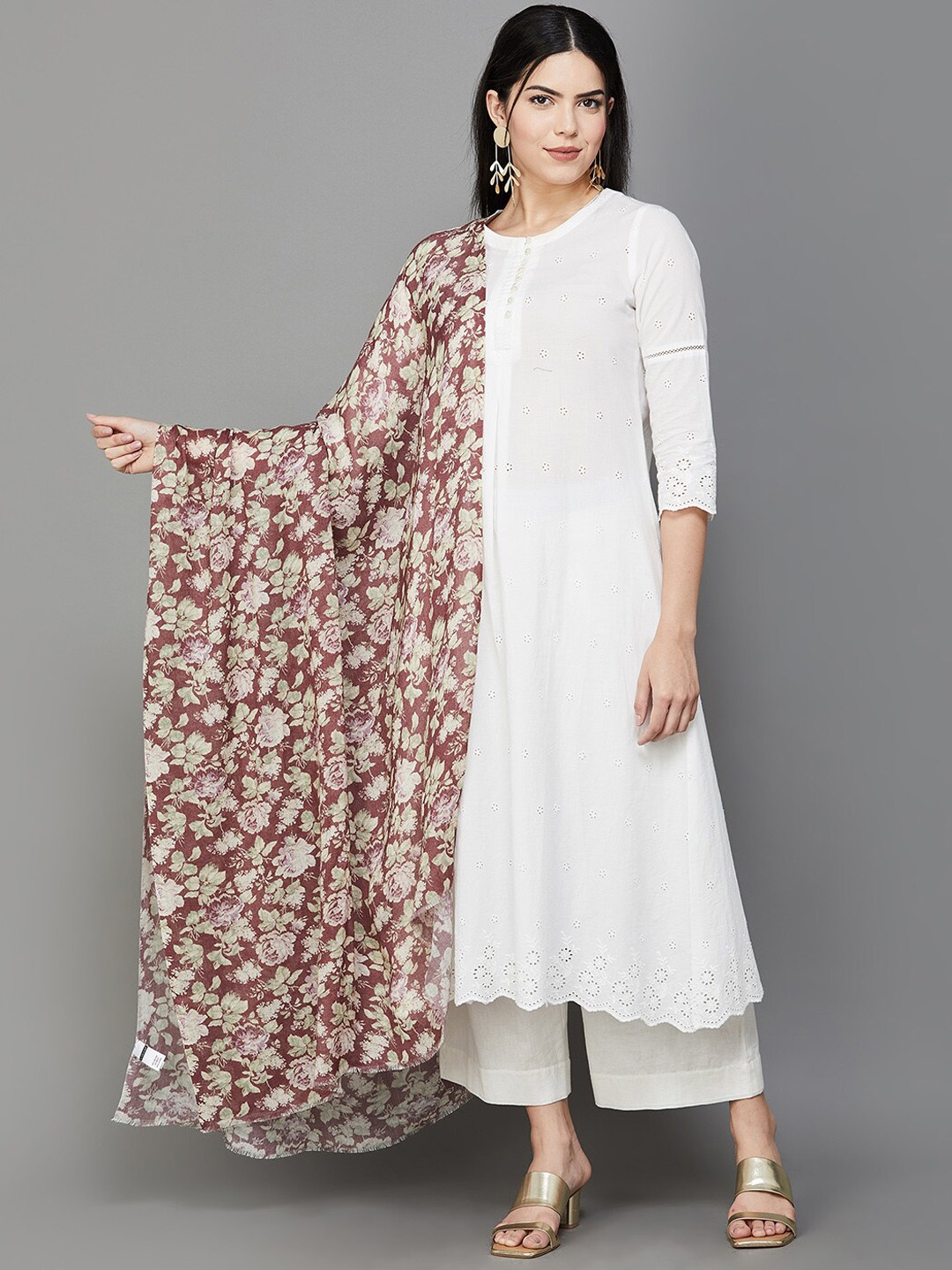 Melange by Lifestyle Floral-Printed Shawl, Mauve
