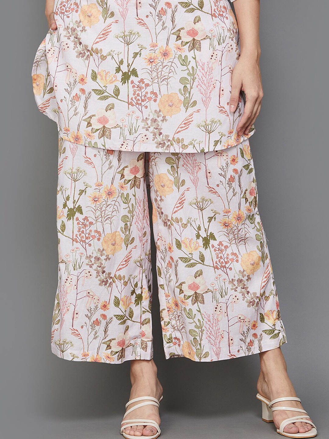 

Melange by Lifestyle Floral Printed Wide Leg Palazzo, White