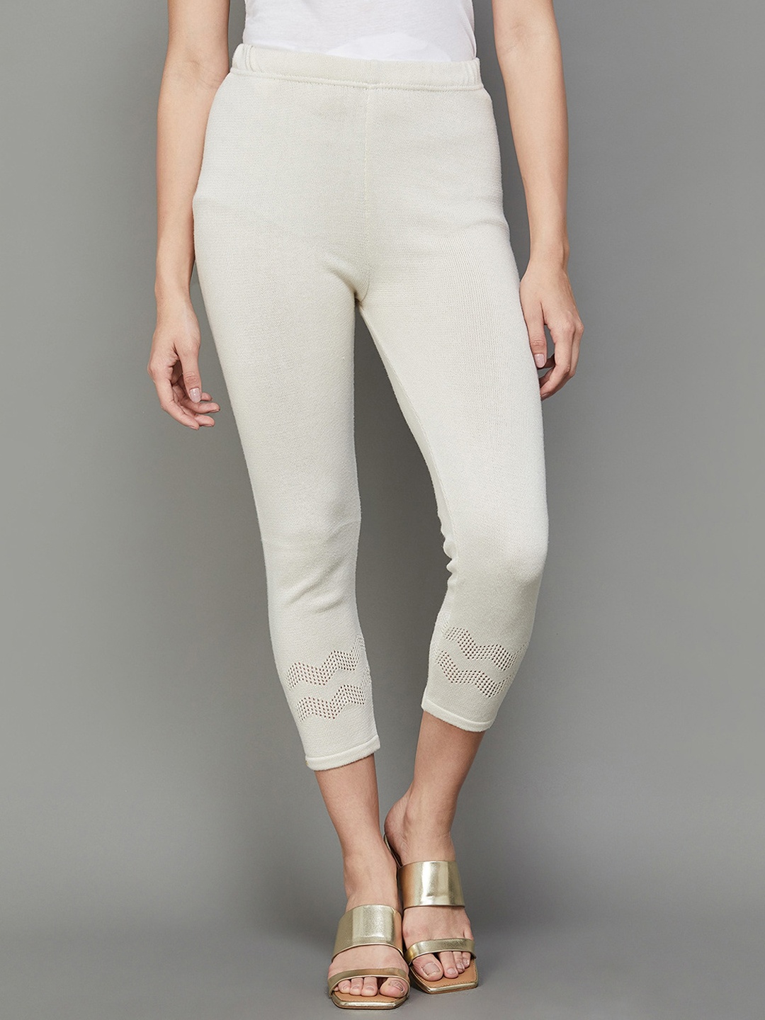 

Melange by Lifestyle Women Mid-Rise Pure Acrylic Trousers, Off white