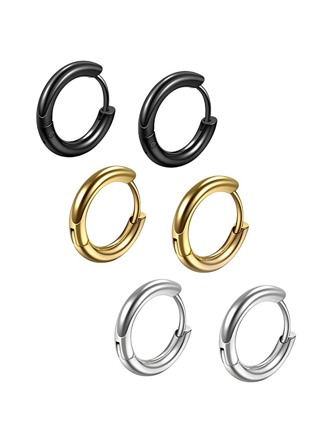 

KARISHMA KREATIONS Set of 3 Contemporary Stainless Steel Half Hoop Earrings, Gold